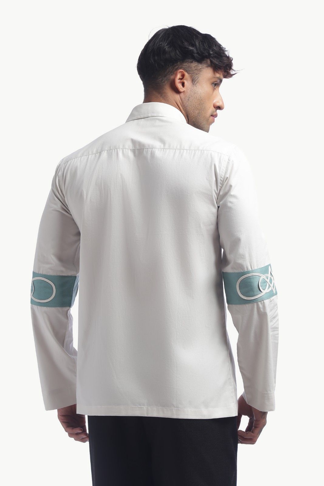 Light Grey Colour Block Cording Statement Shirt