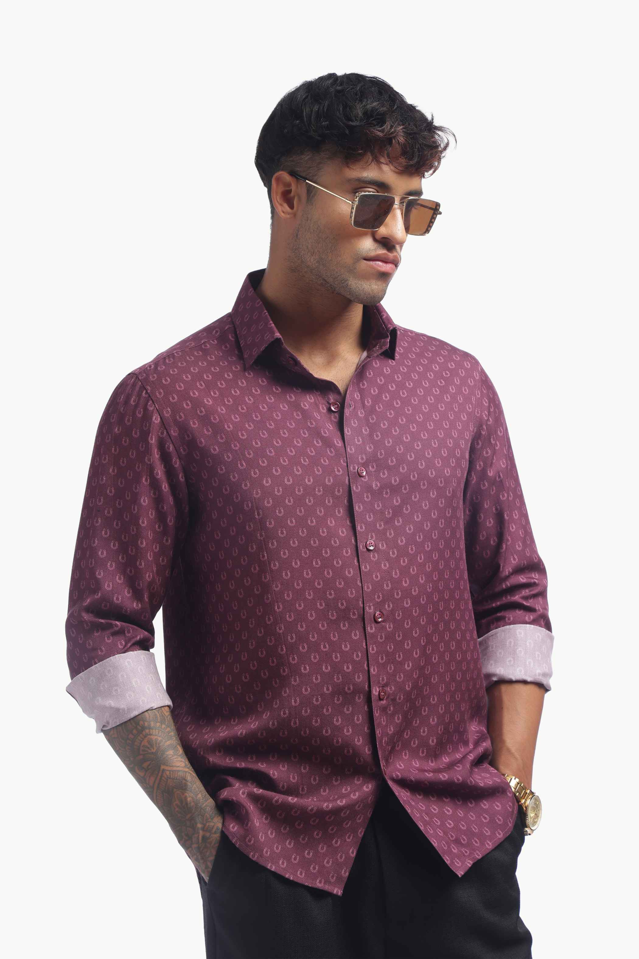 Violet Horse Shoe Print Shirt