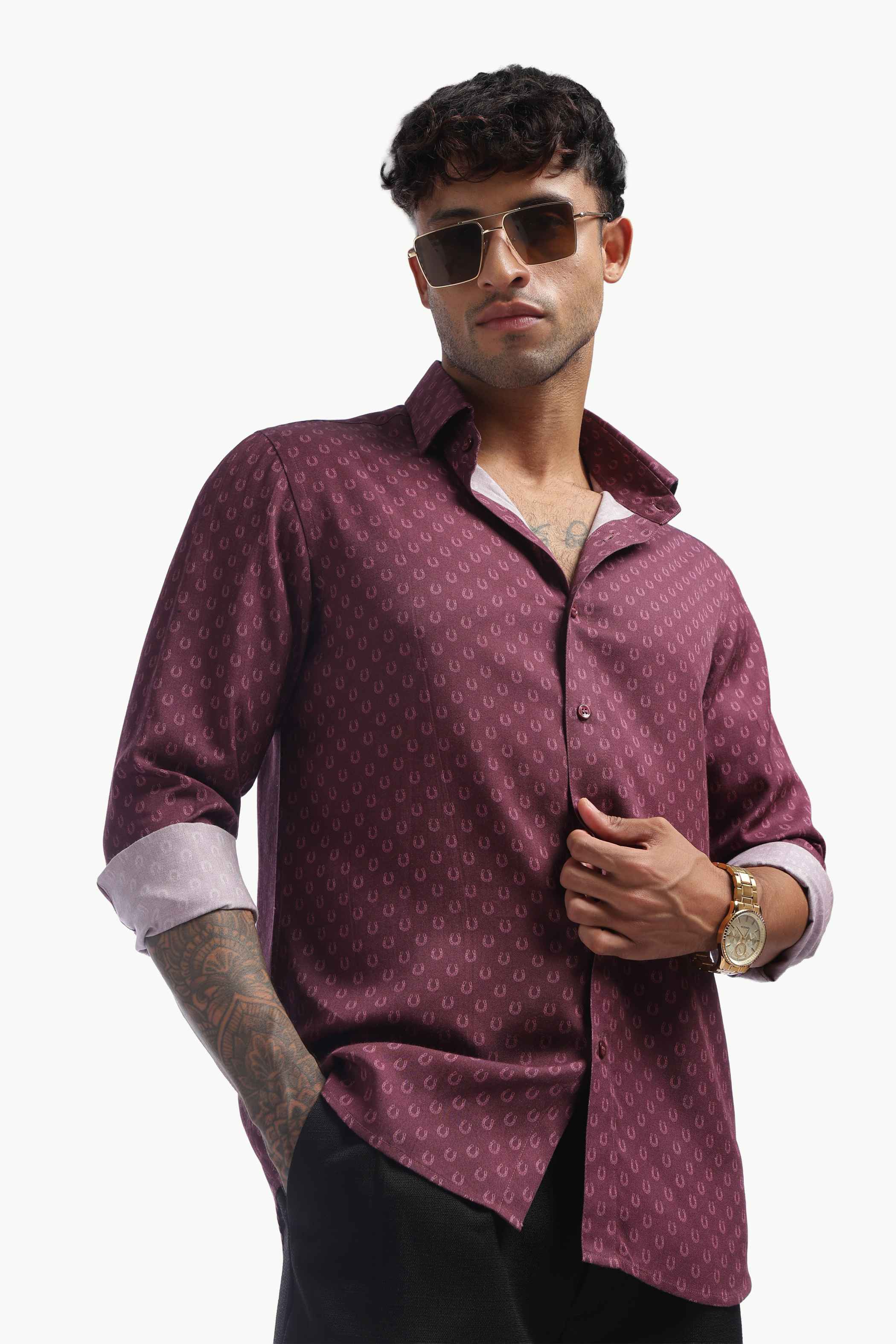 Violet Horse Shoe Print Shirt