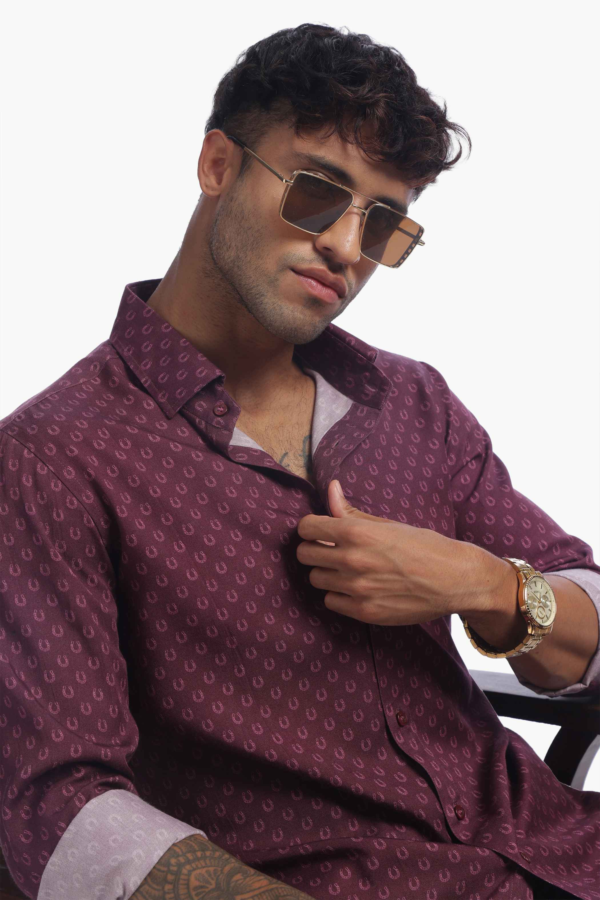 Violet Horse Shoe Print Shirt