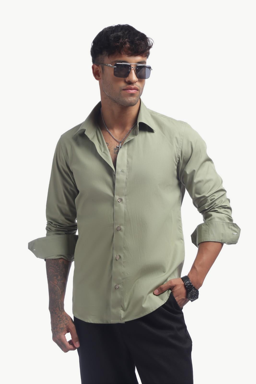 Olive Green Relax Fit Shirt