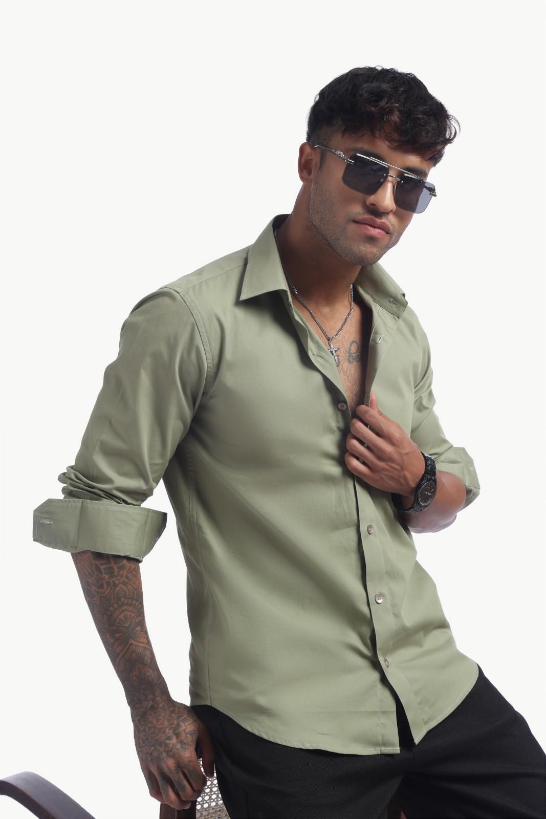 Olive Green Relax Fit Shirt