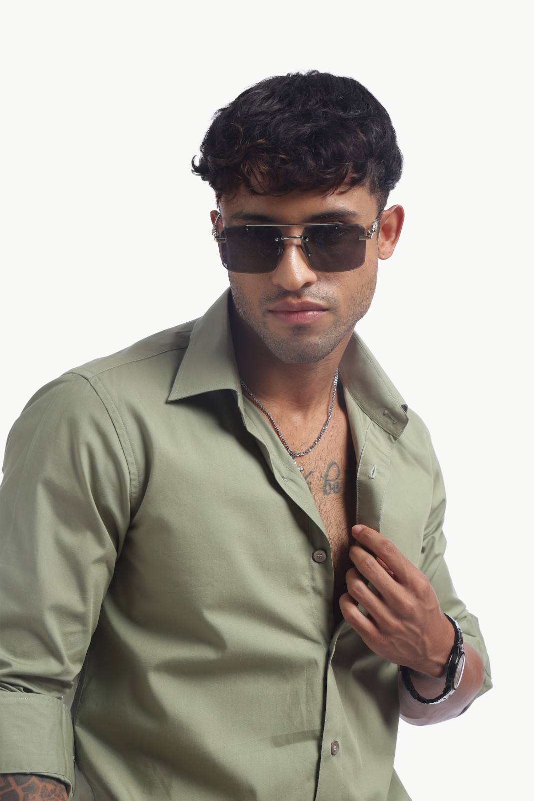 Olive Green Relax Fit Shirt