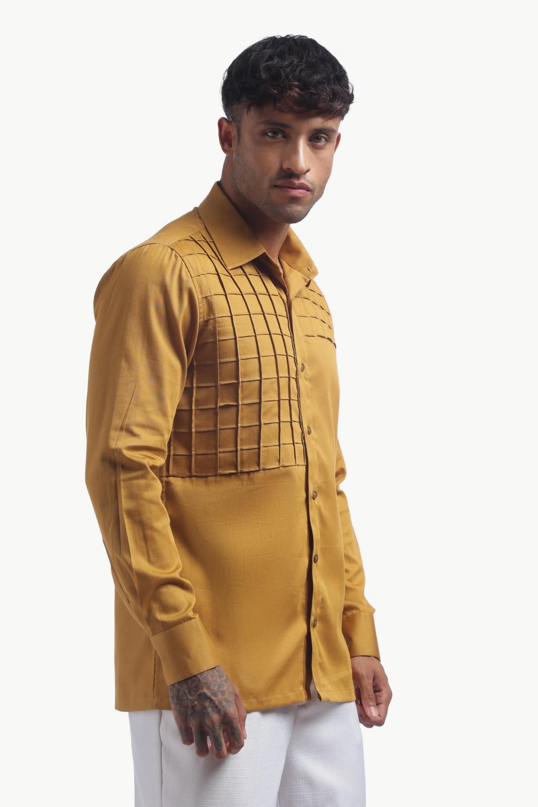 Yellow Ochre Pintucks Shirt