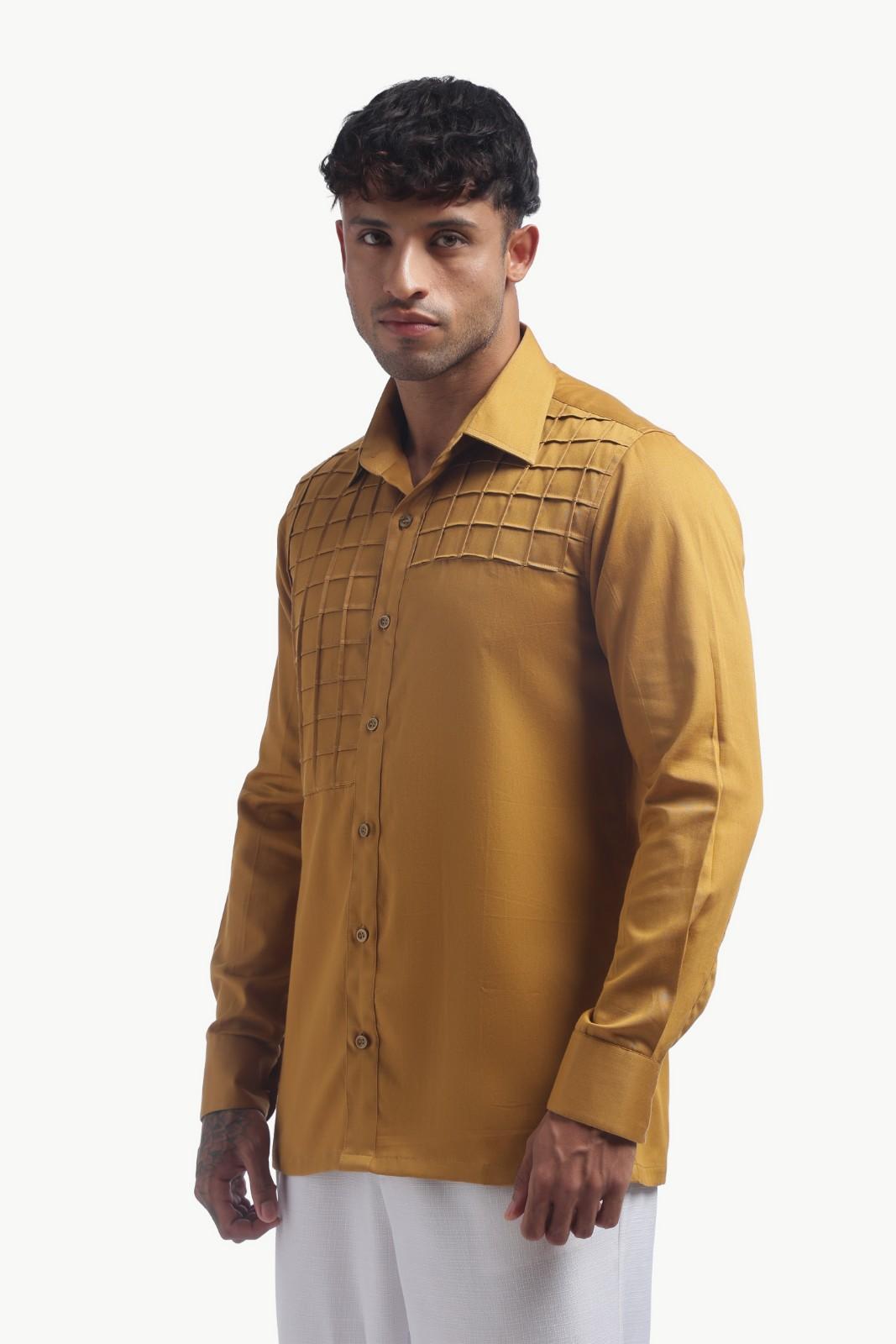 Yellow Ochre Pintucks Shirt