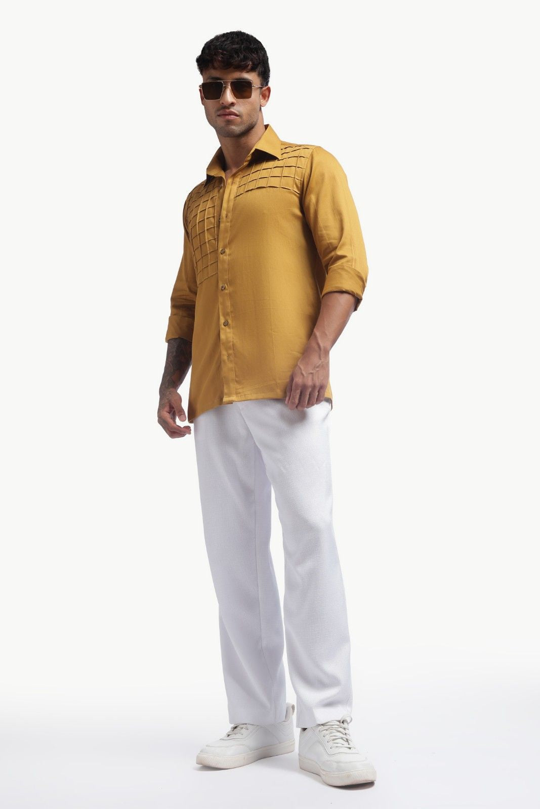 Yellow Men's Solid Shirt