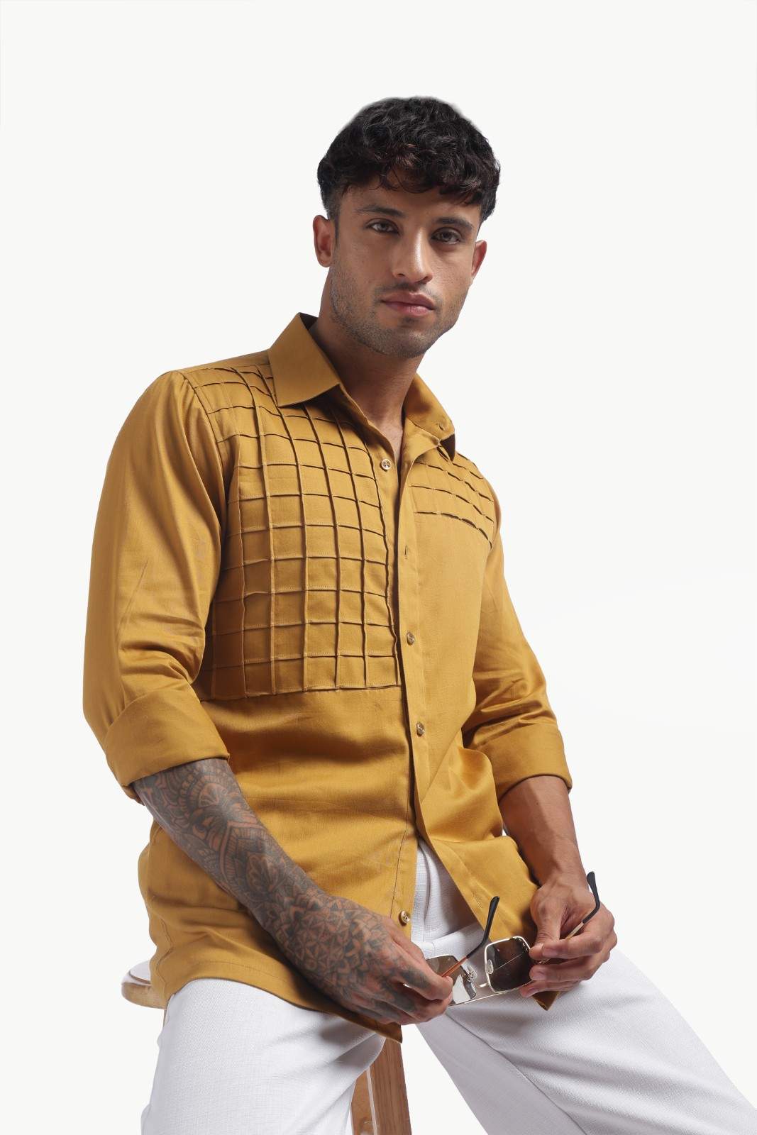 Yellow Men's Solid Shirts