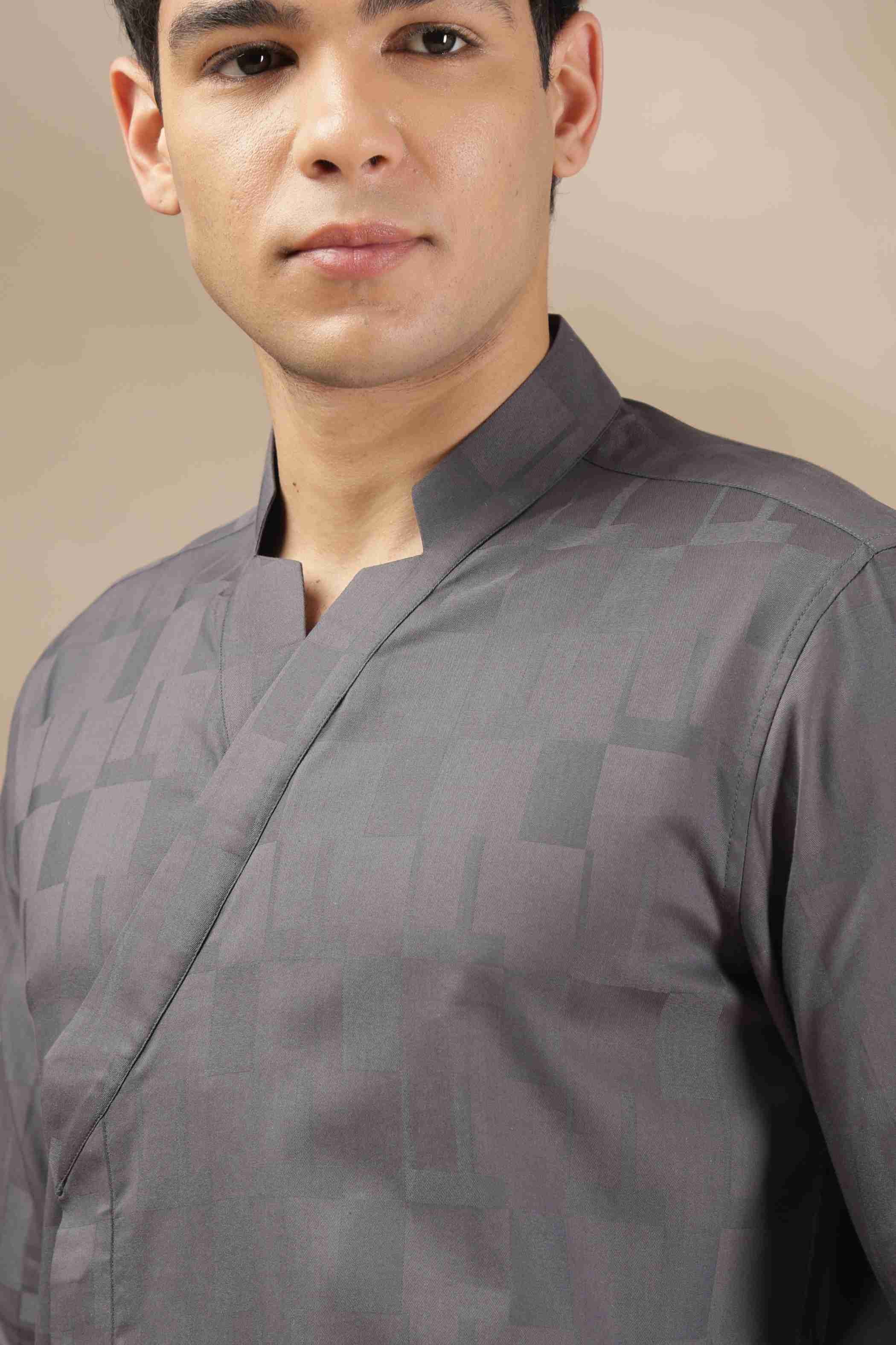 Dark Grey Overlap Shirt