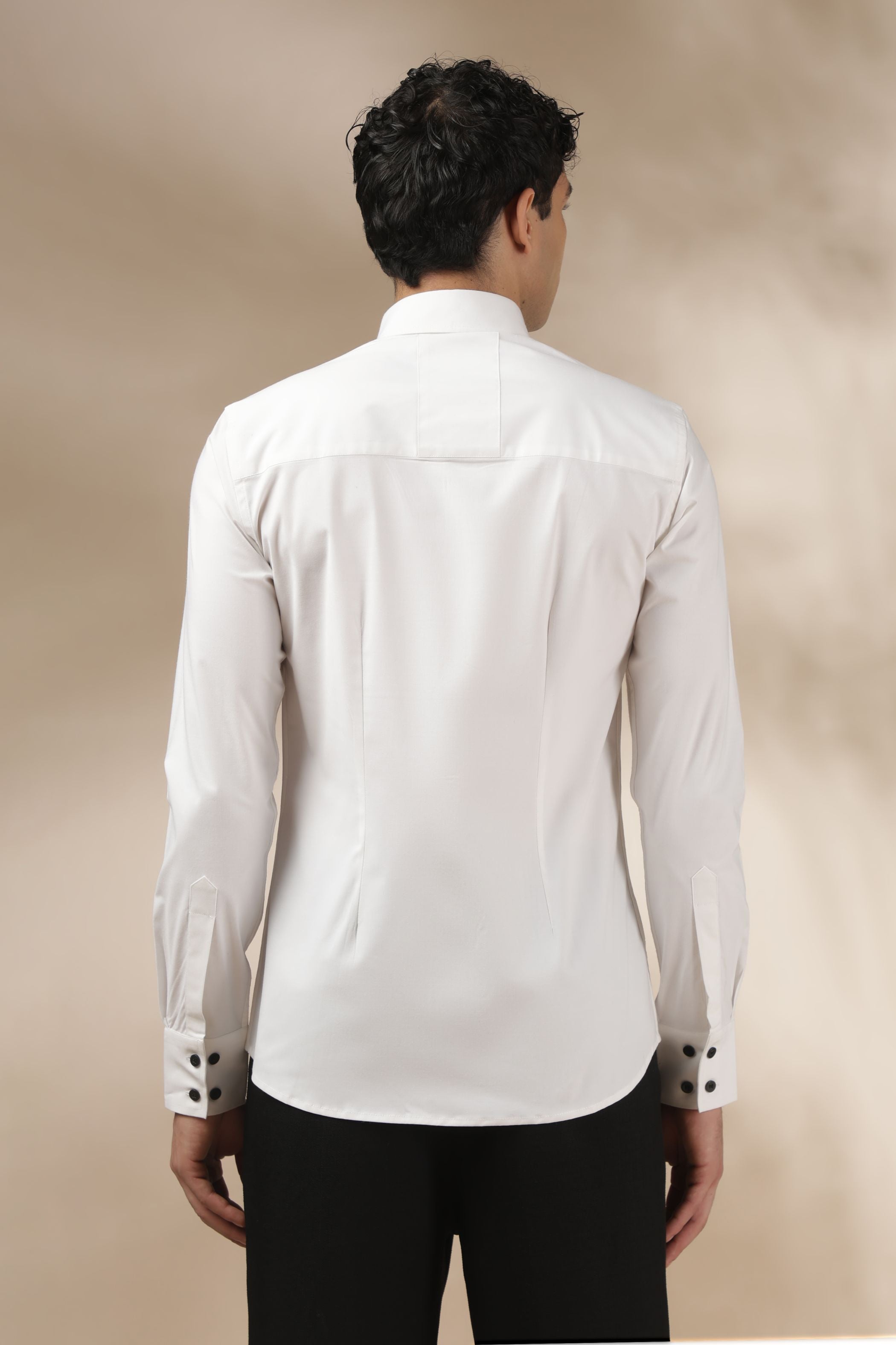 White Shirt with Black Button