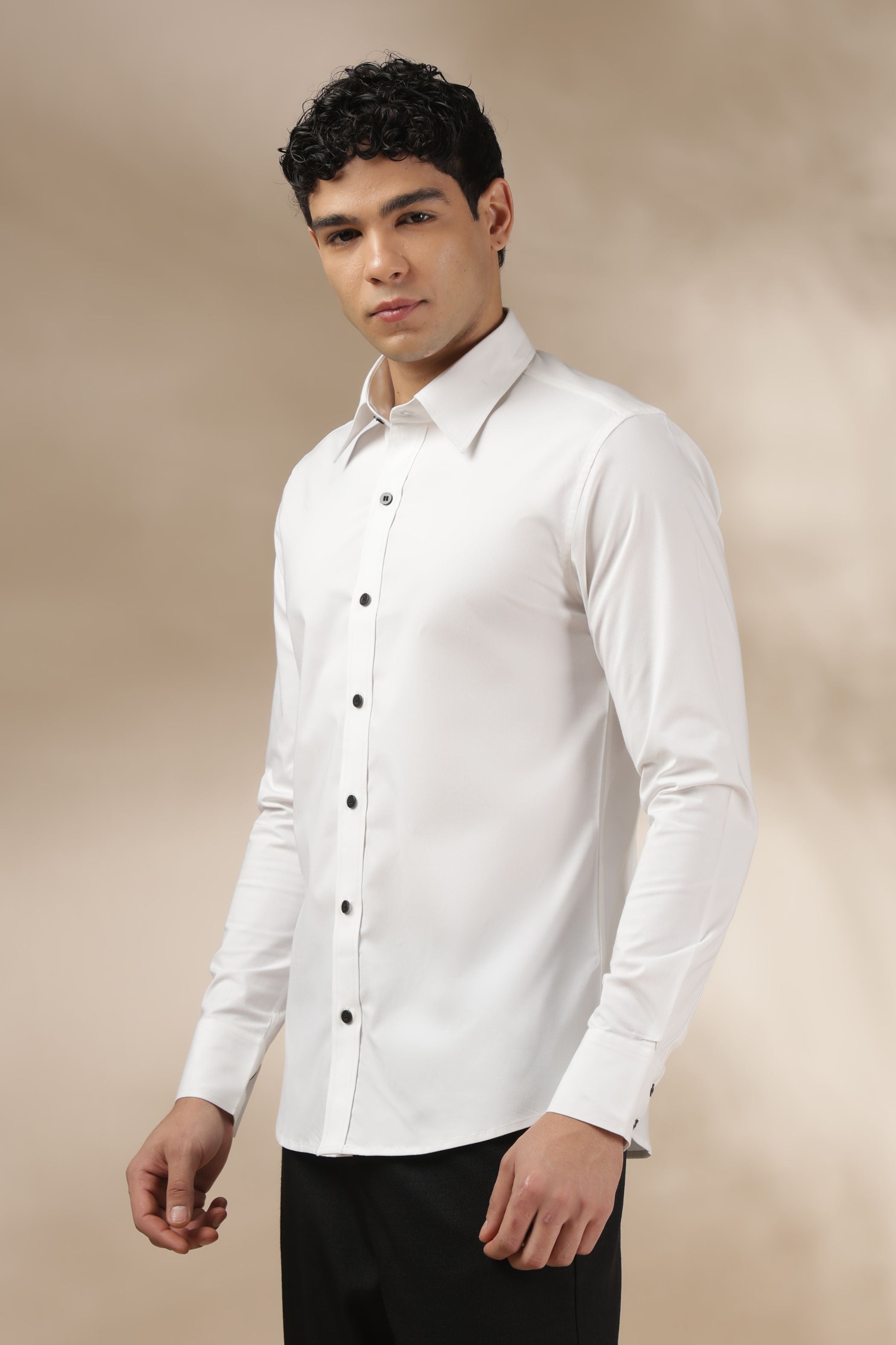 White Shirt with Black Button