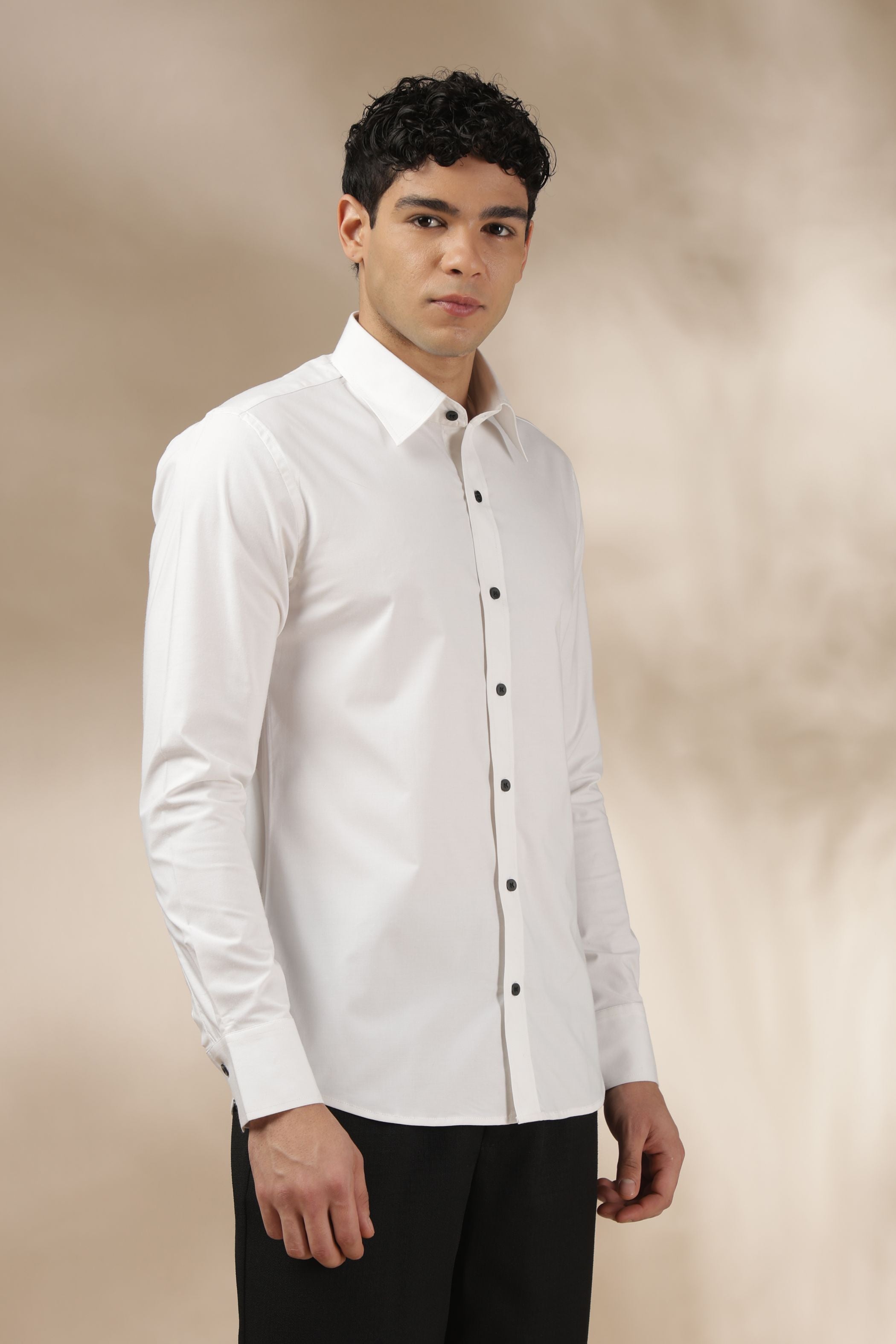 White Shirt with Black Button