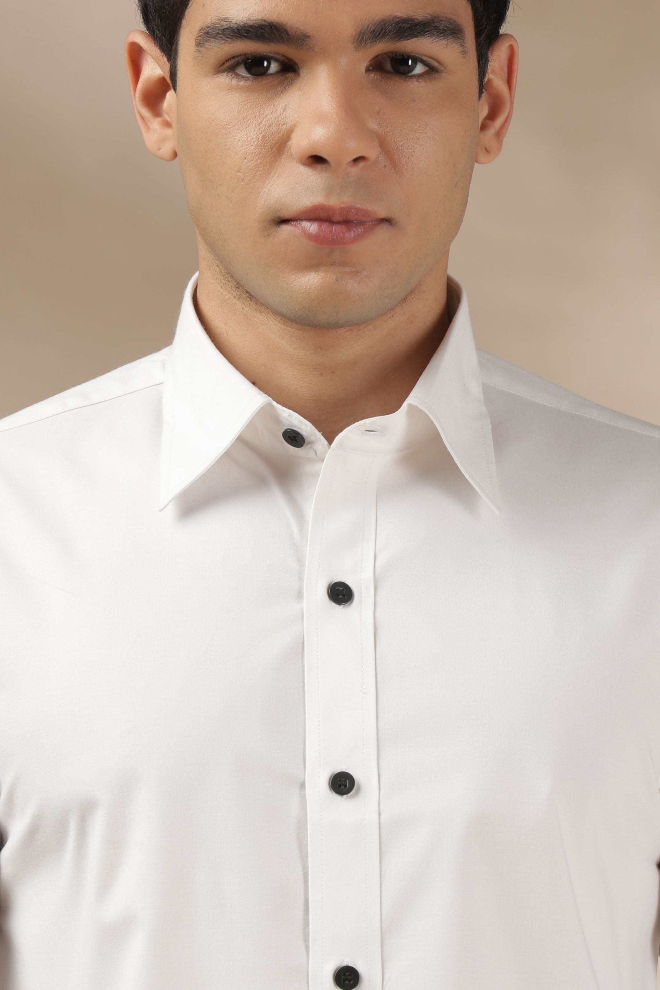 White Shirt with Black Button