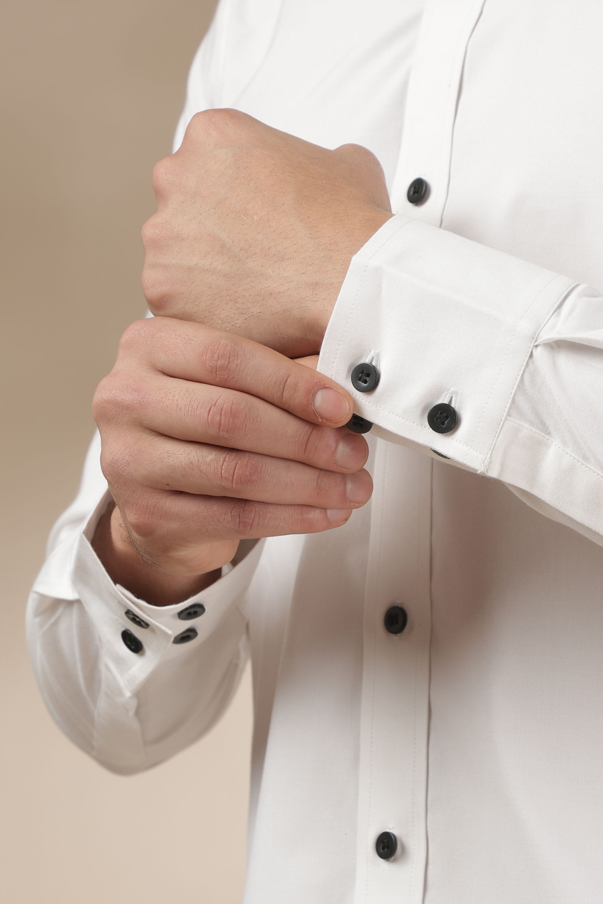 White Shirt with Black Button