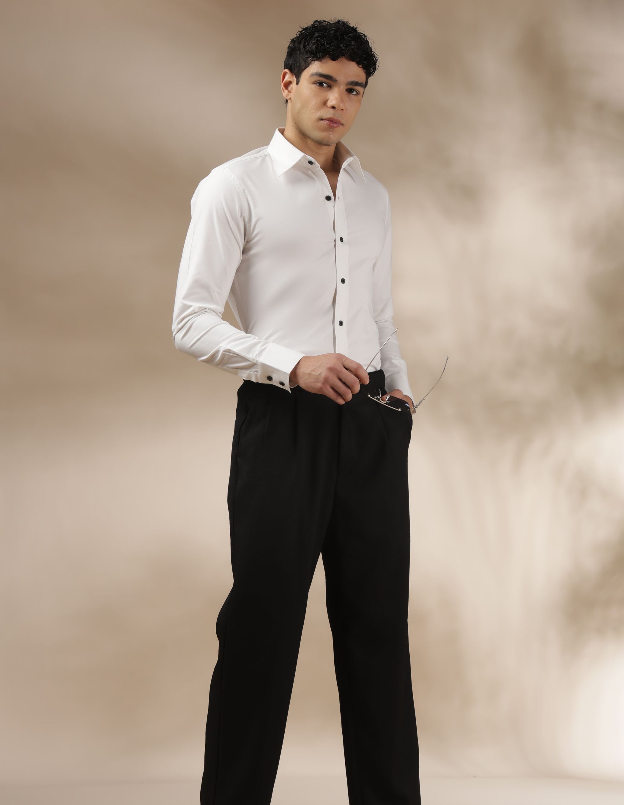 White Shirt with Black Button