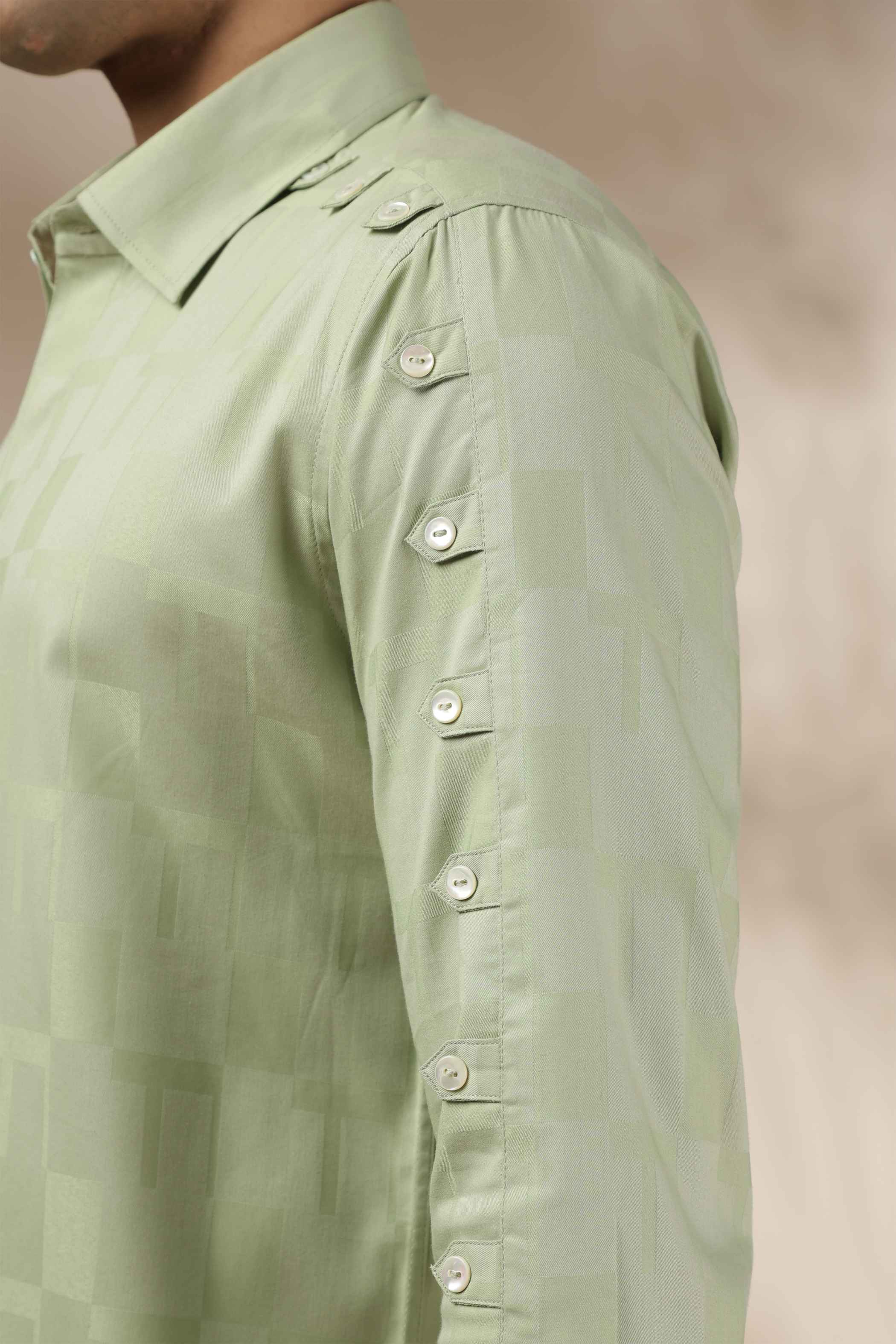 Sage Green Texture Relax Fit Shirt