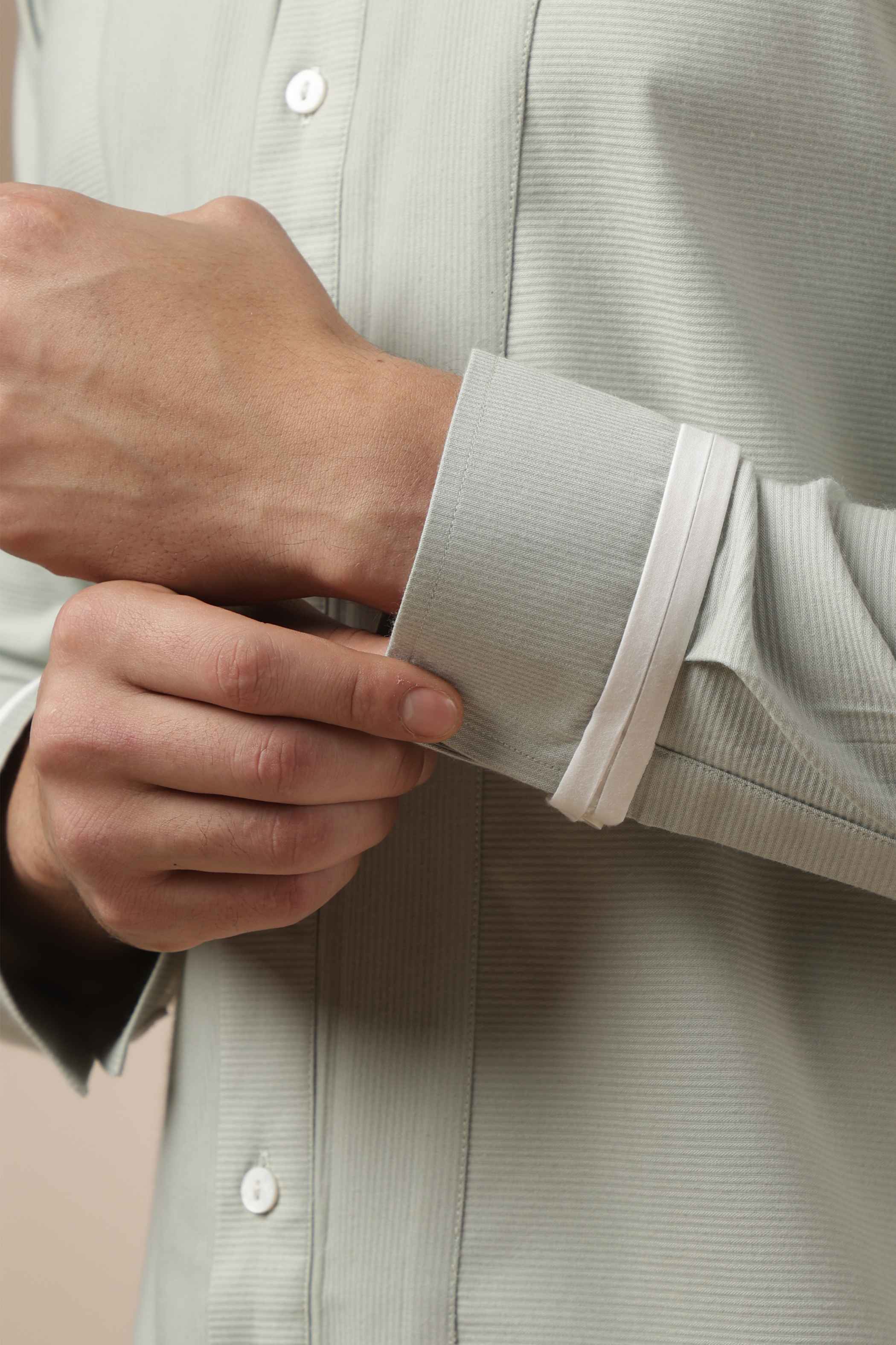 Pastel Green Band Collar Shirt