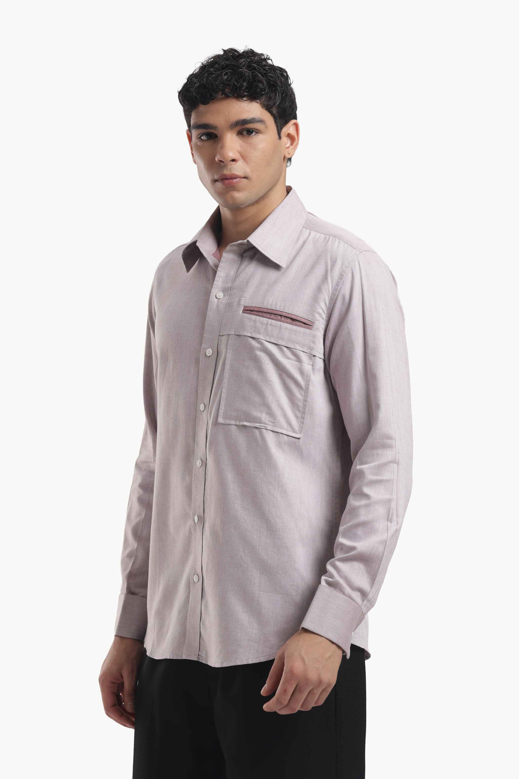 Dusty Rose Gold Cut Pocket Shirt
