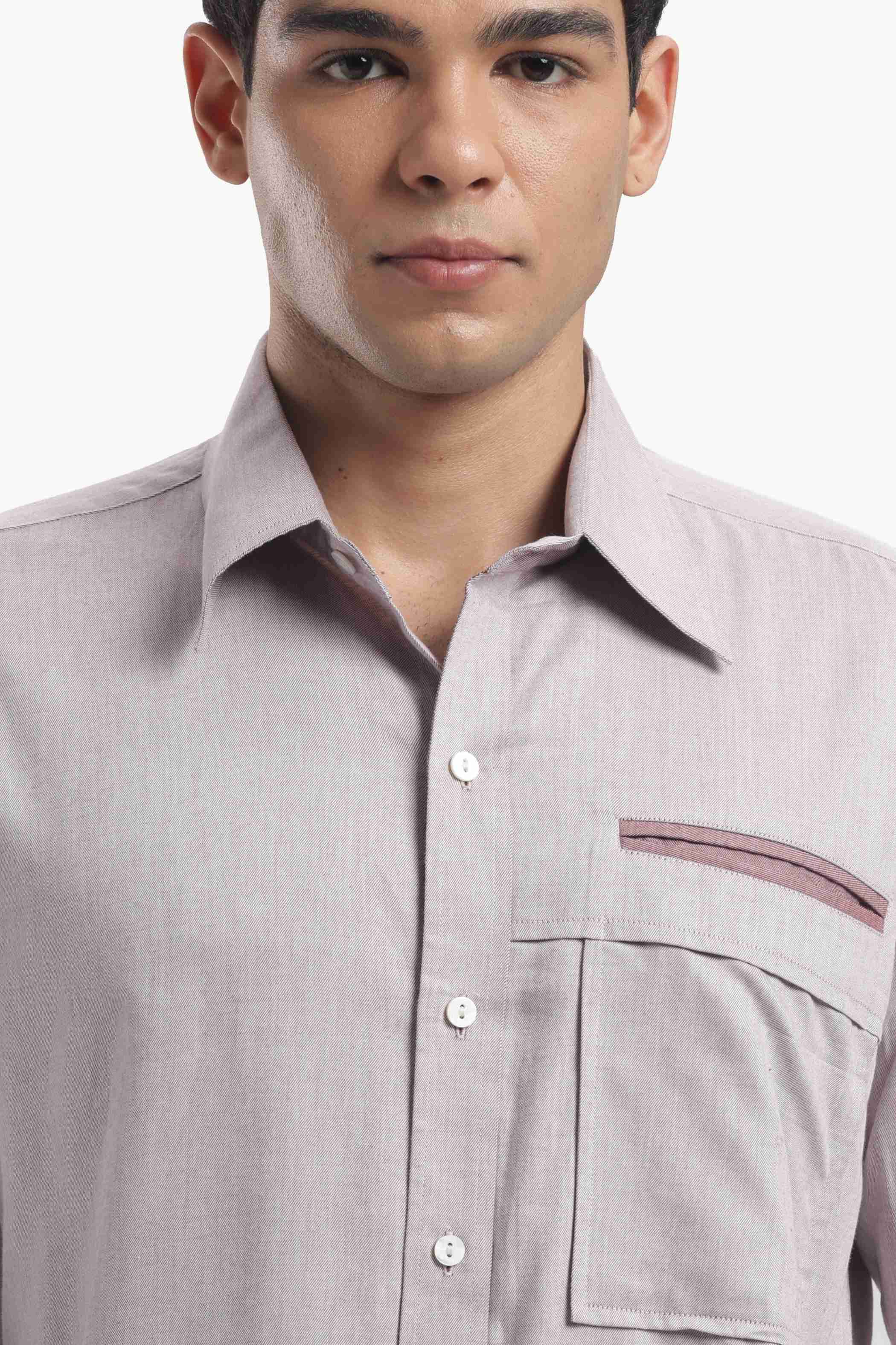 Dusty Rose Gold Cut Pocket Shirt