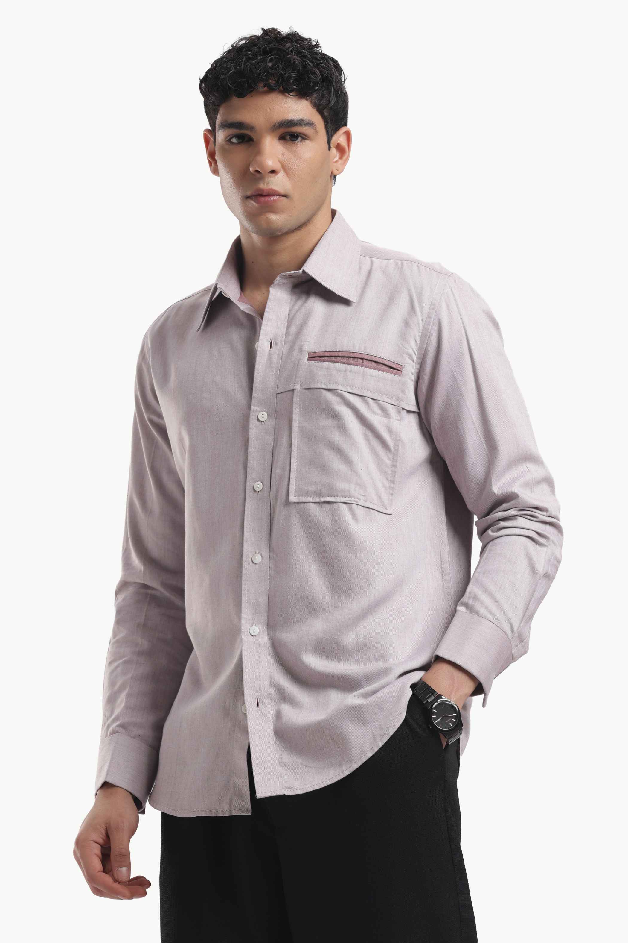 Dusty Rose Gold Cut Pocket Shirt