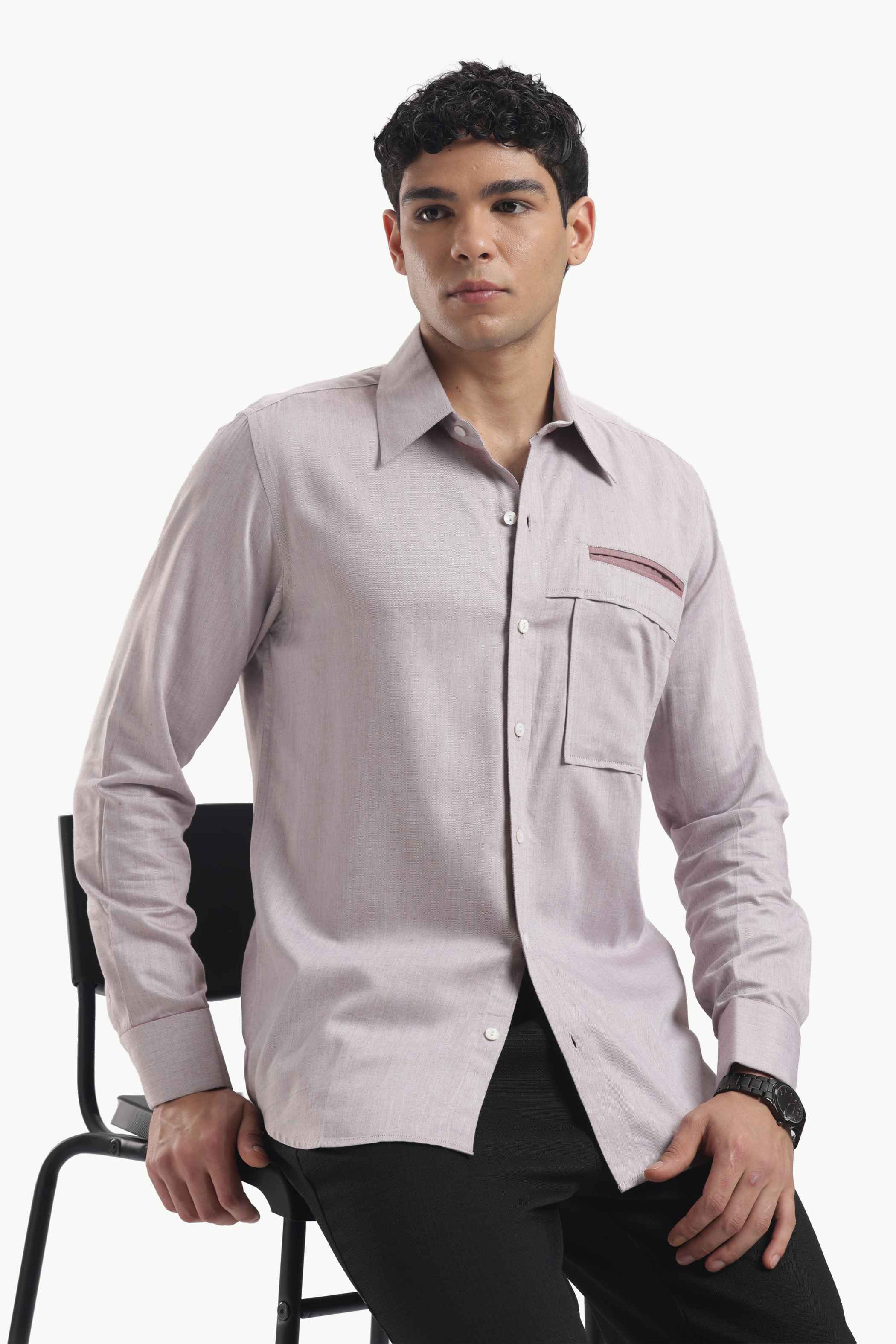 Dusty Rose Gold Cut Pocket Shirt