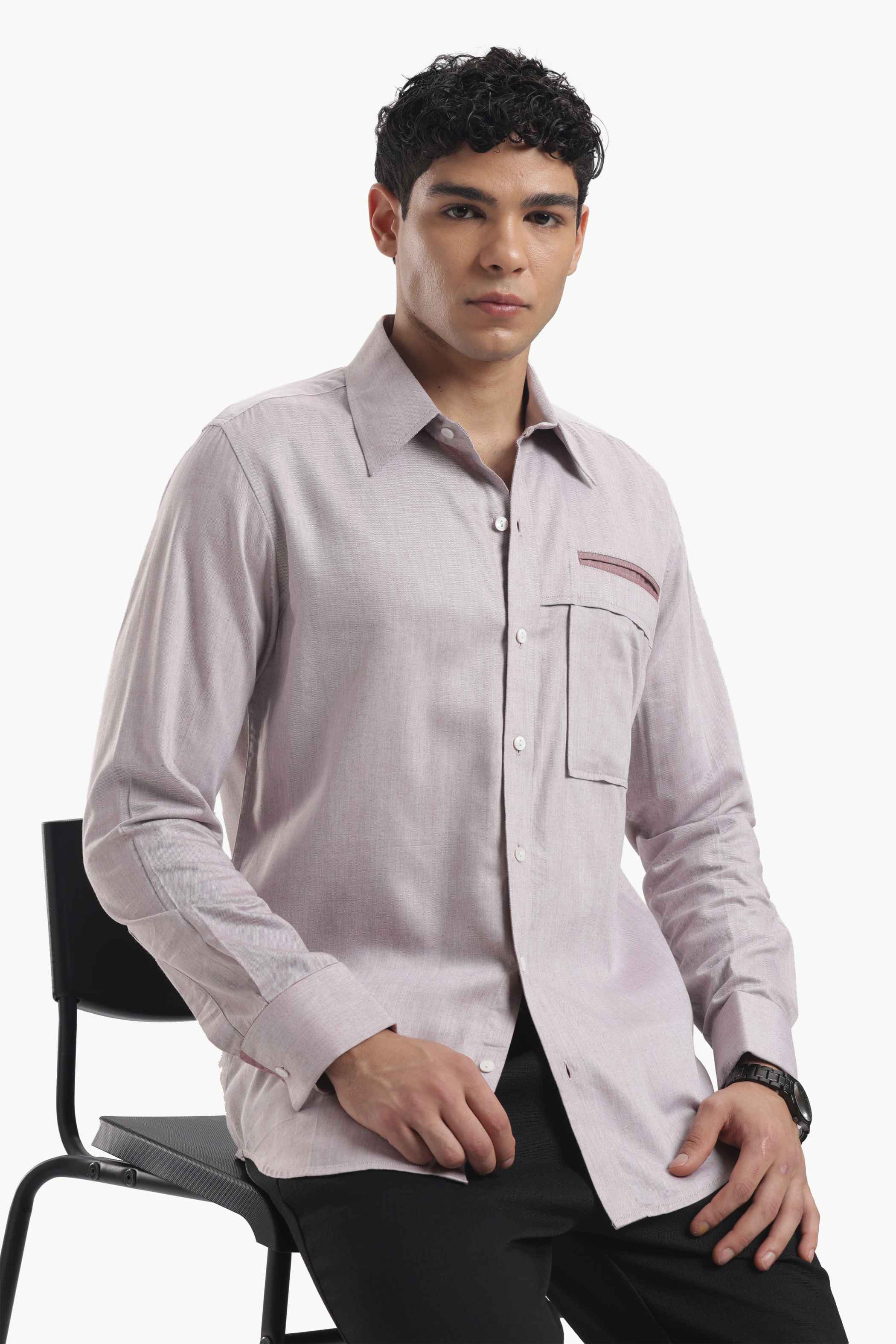 Dusty Rose Gold Cut Pocket Shirt