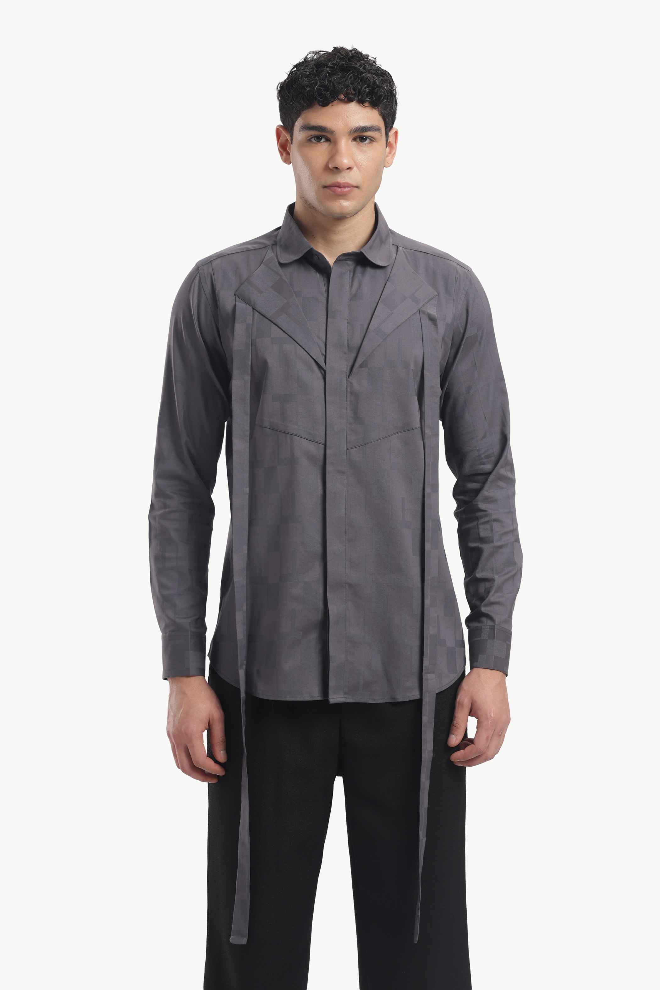 Dark Grey Club Collar Shirt