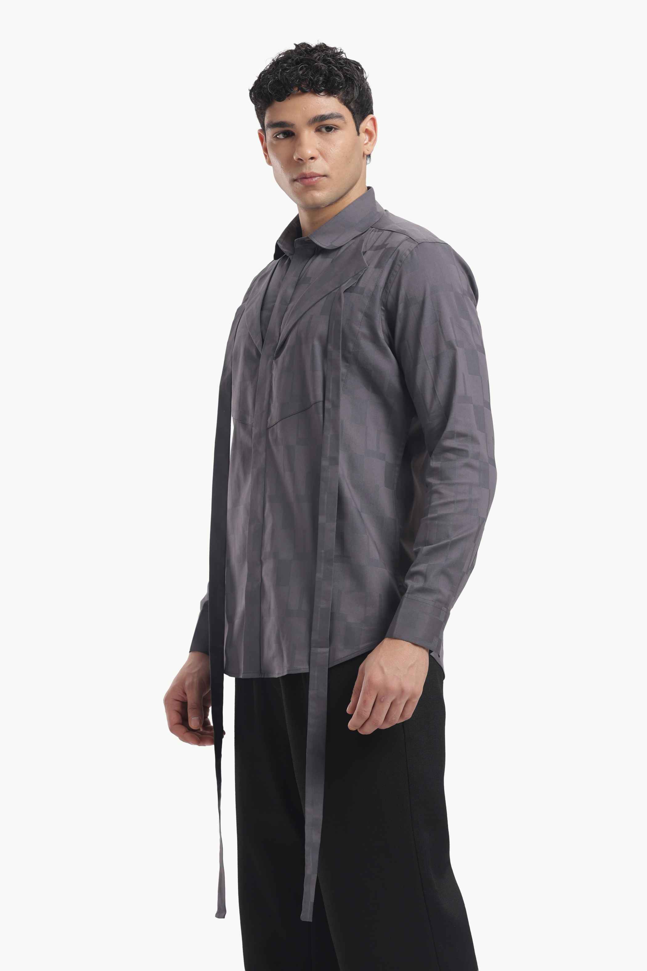 Dark Grey Club Collar Shirt