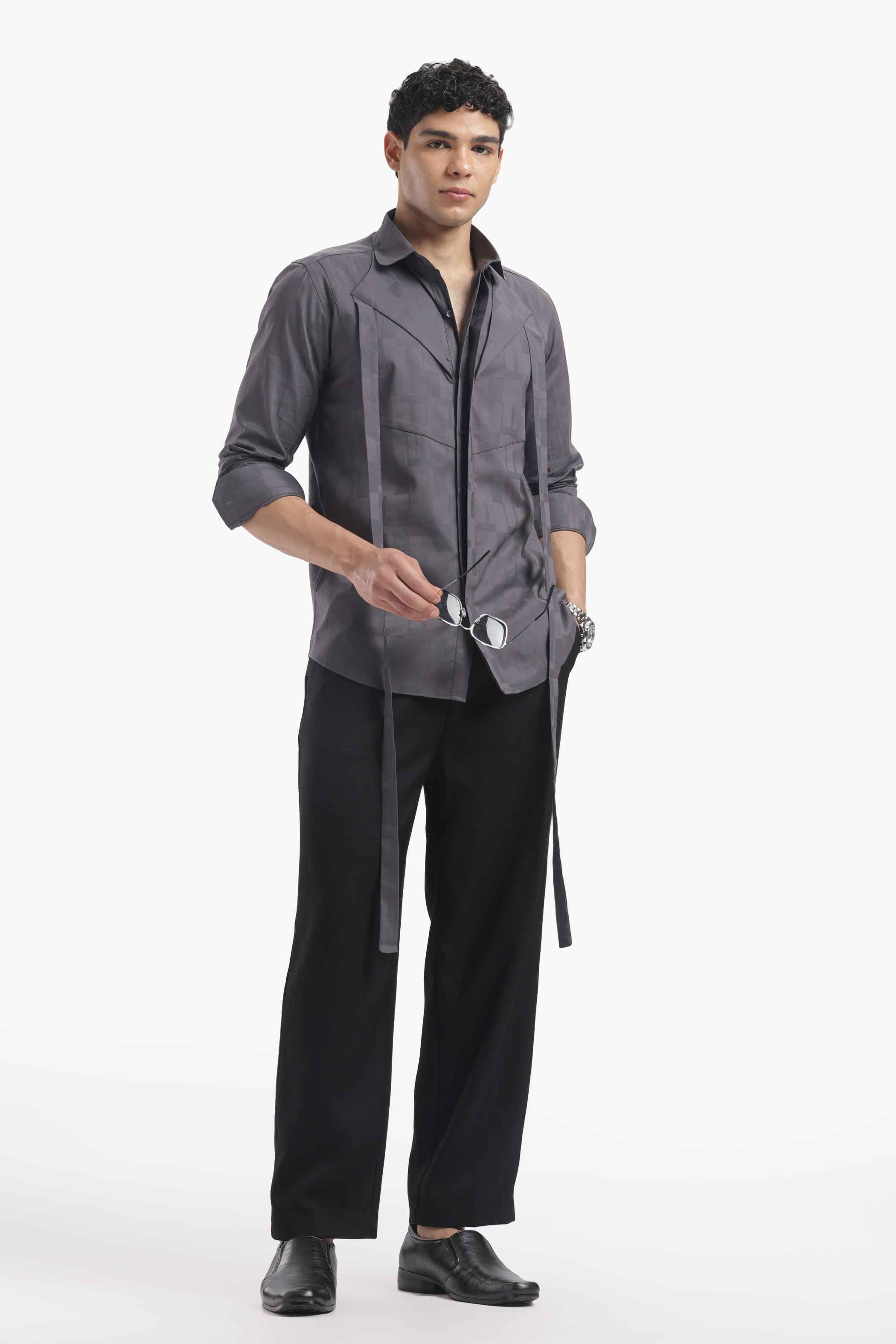 Dark Grey Club Collar Shirt