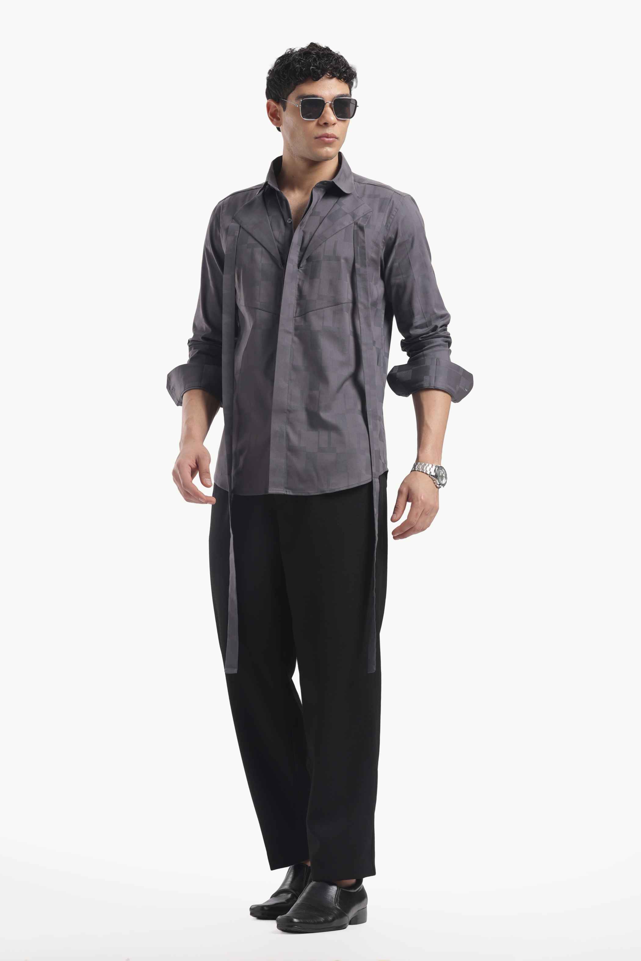 Dark Grey Club Collar Shirt