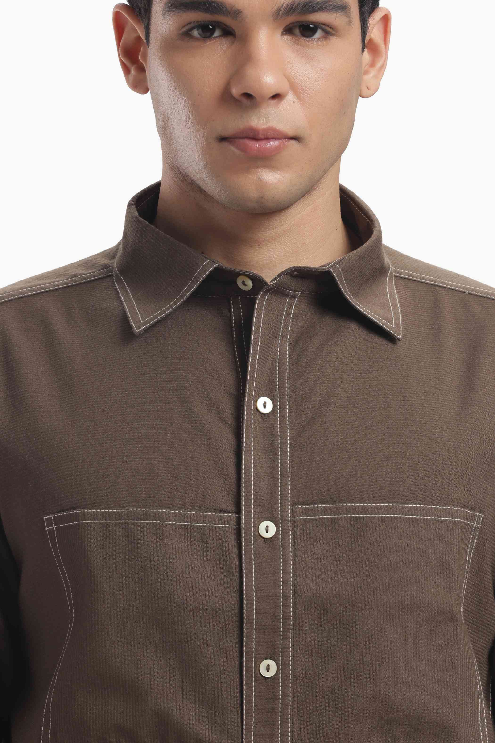 Brown Loose Fit Shirt