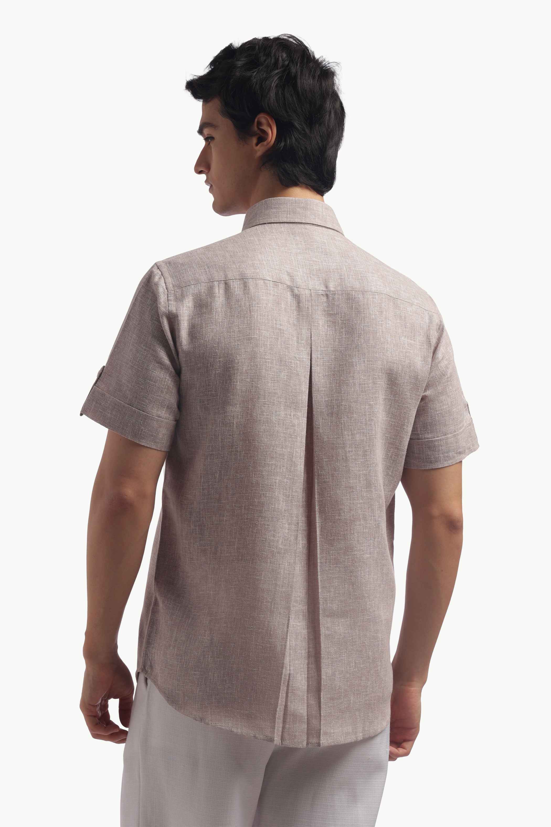 Taupe Short Sleeve Linen Shirt