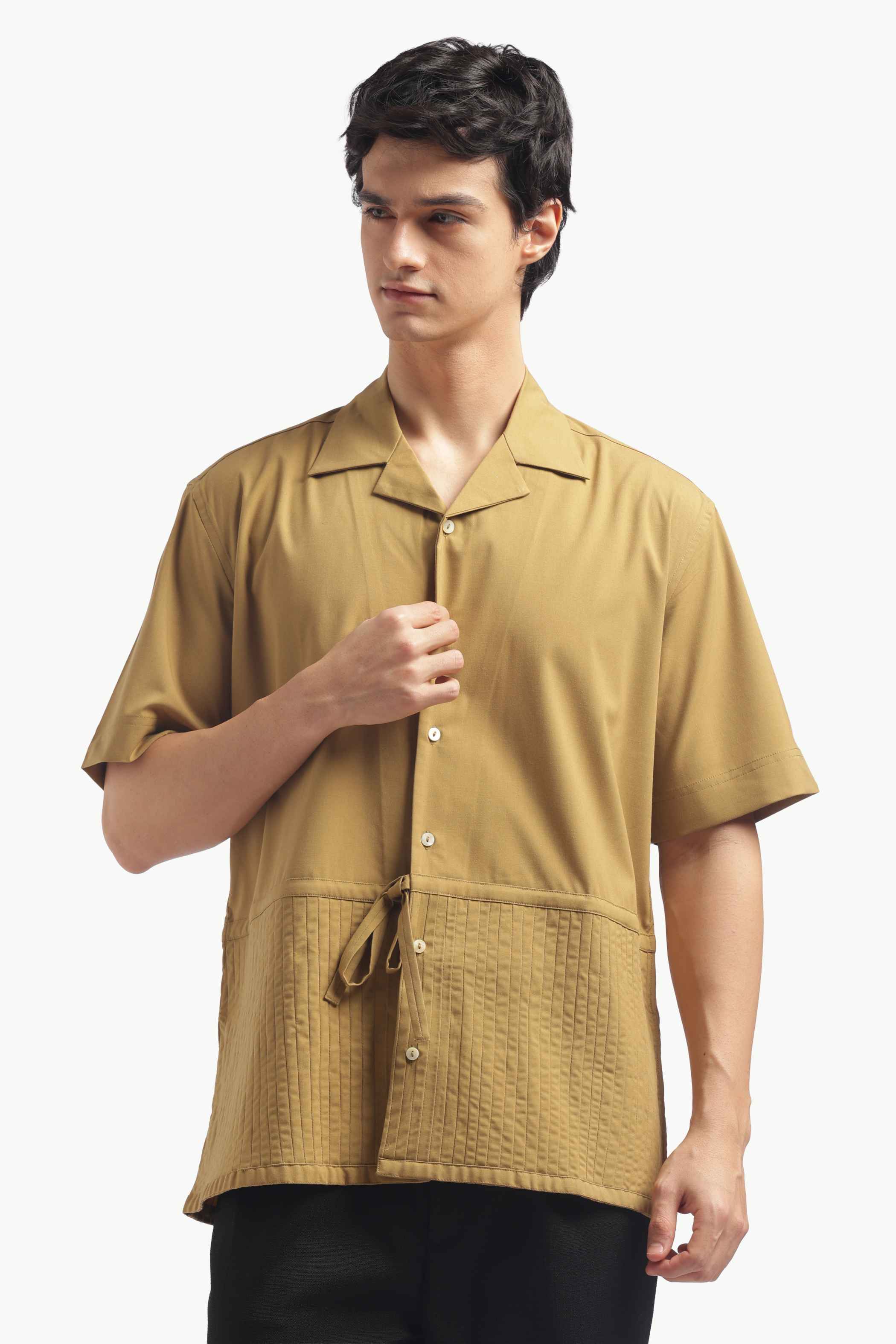 Yellow Ochre Pin Tucks Shirt