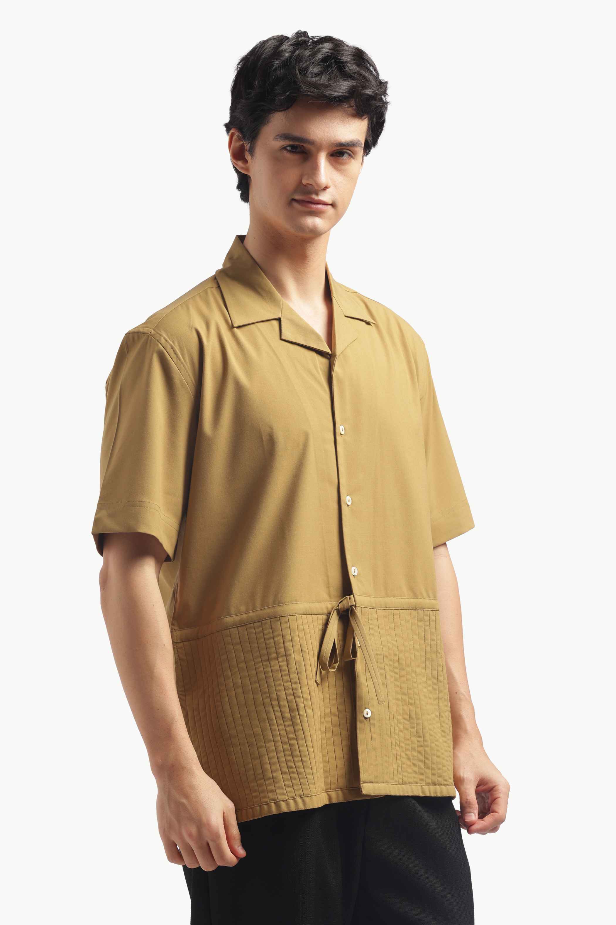 Yellow Ochre Pin Tucks Shirt