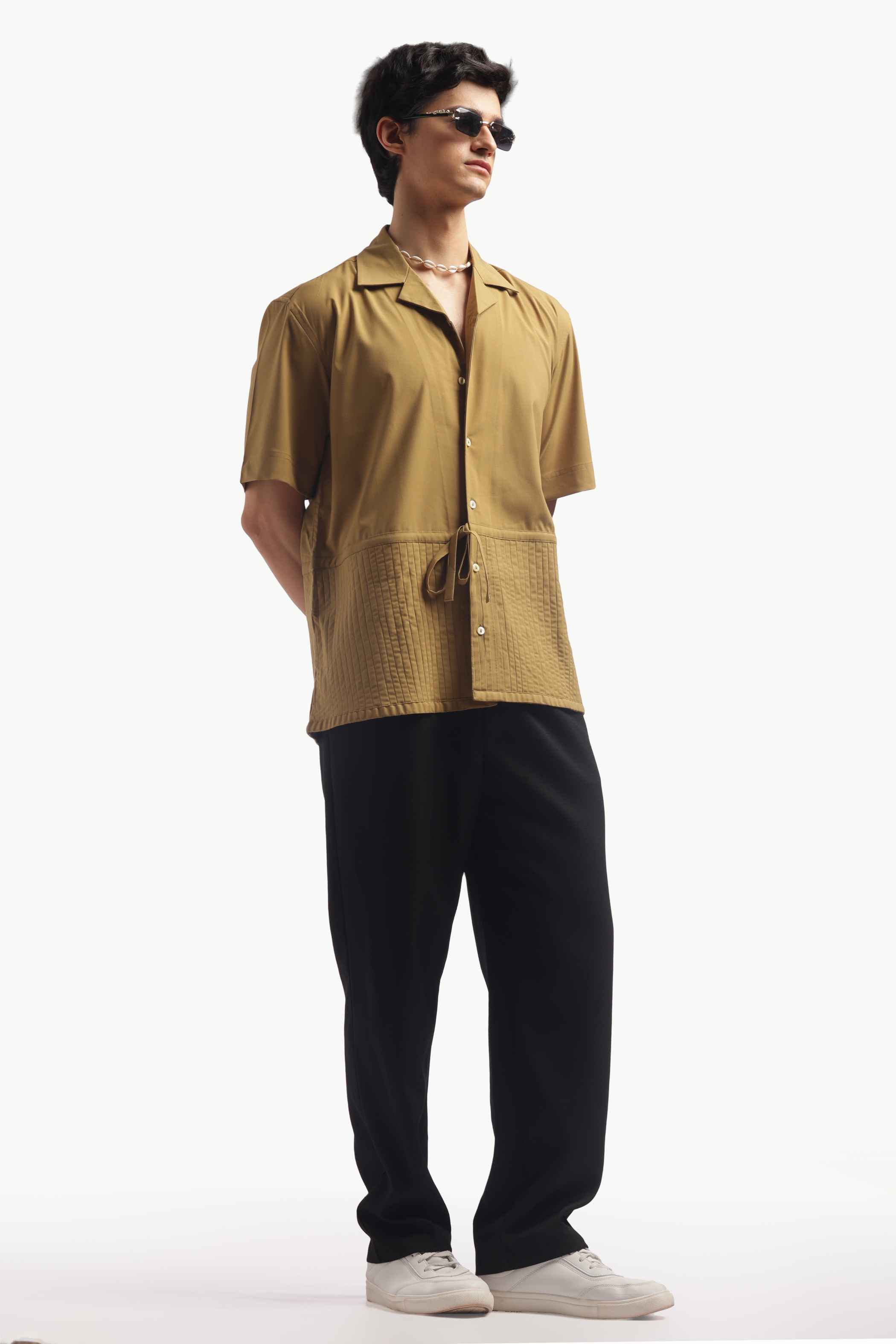 Yellow Ochre Pin Tucks Shirt