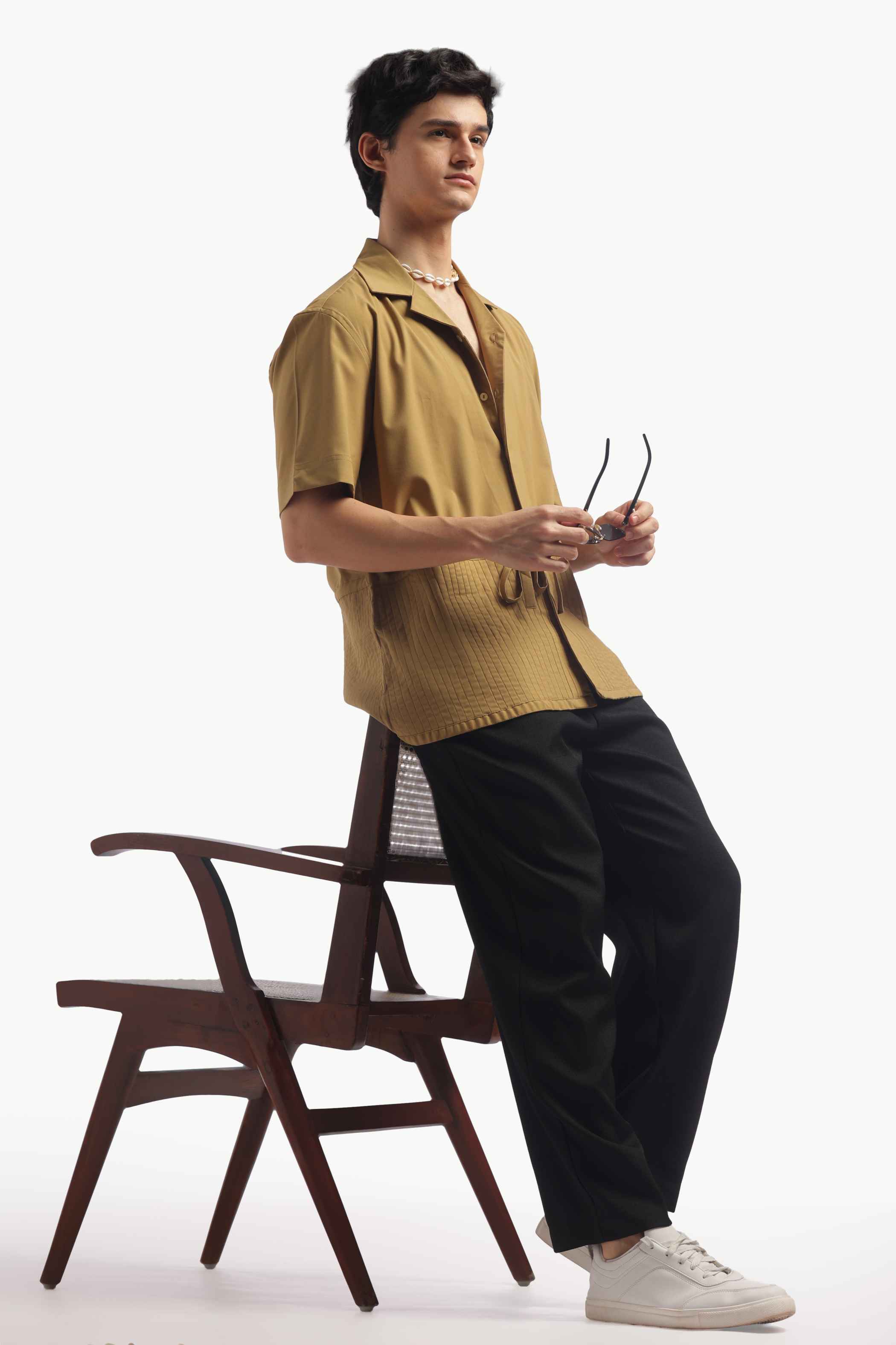 Yellow Ochre Pin Tucks Shirt