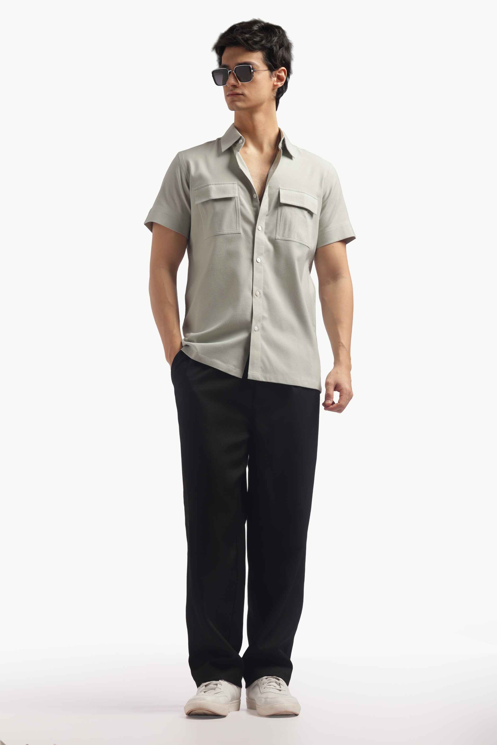 Pastel Green Double Pocket Short Sleeve