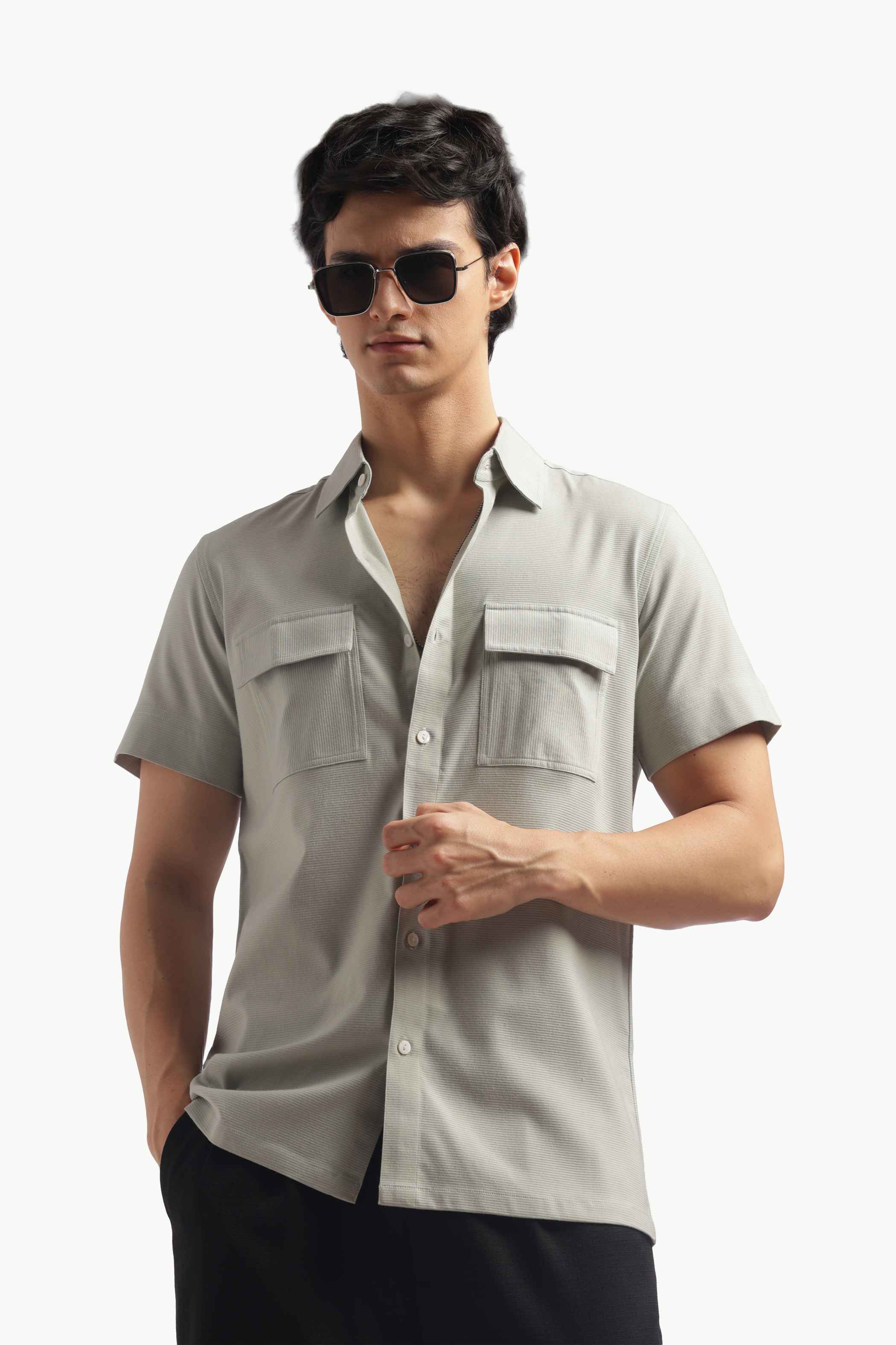 Pastel Green Double Pocket Short Sleeve
