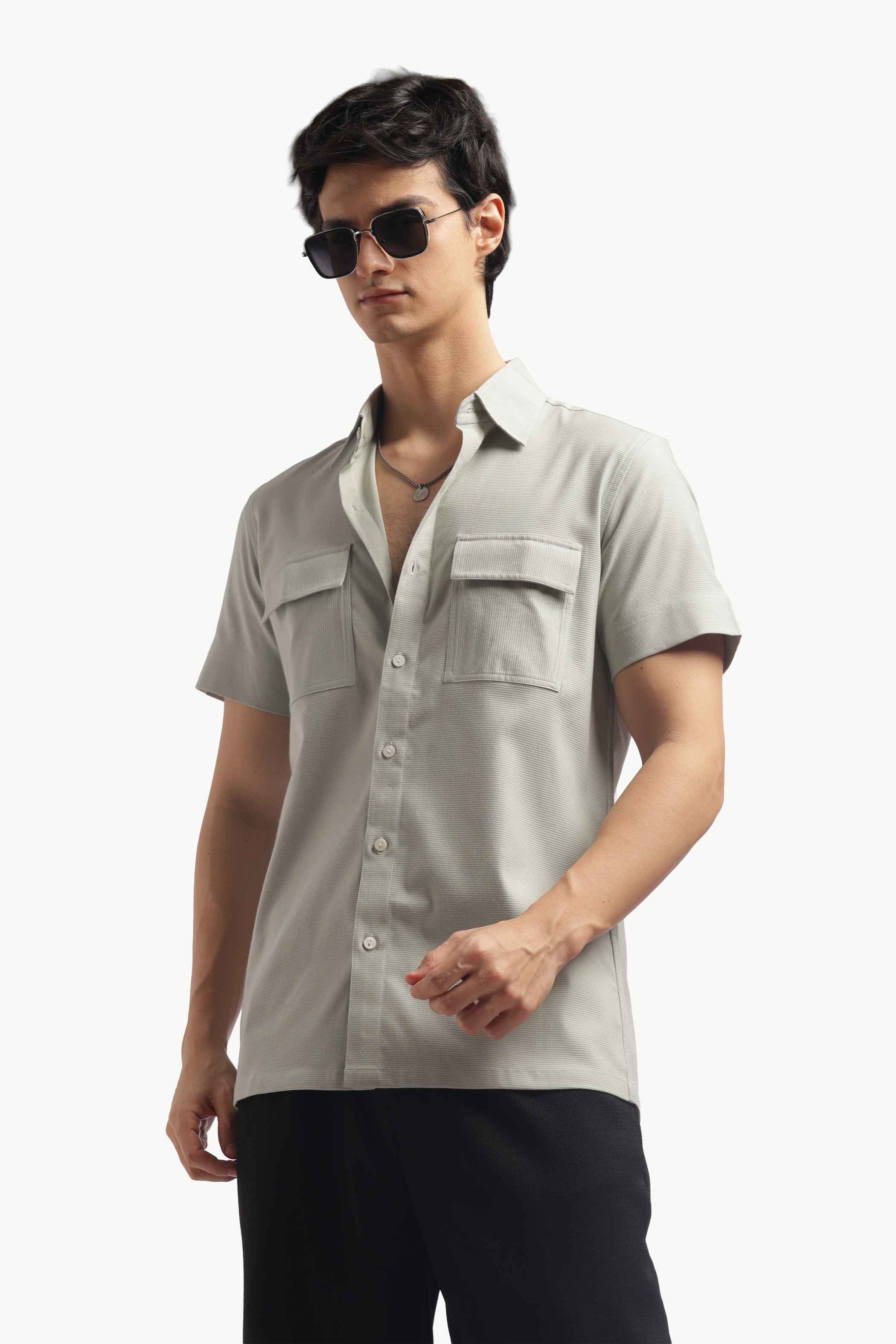 Pastel Green Double Pocket Short Sleeve