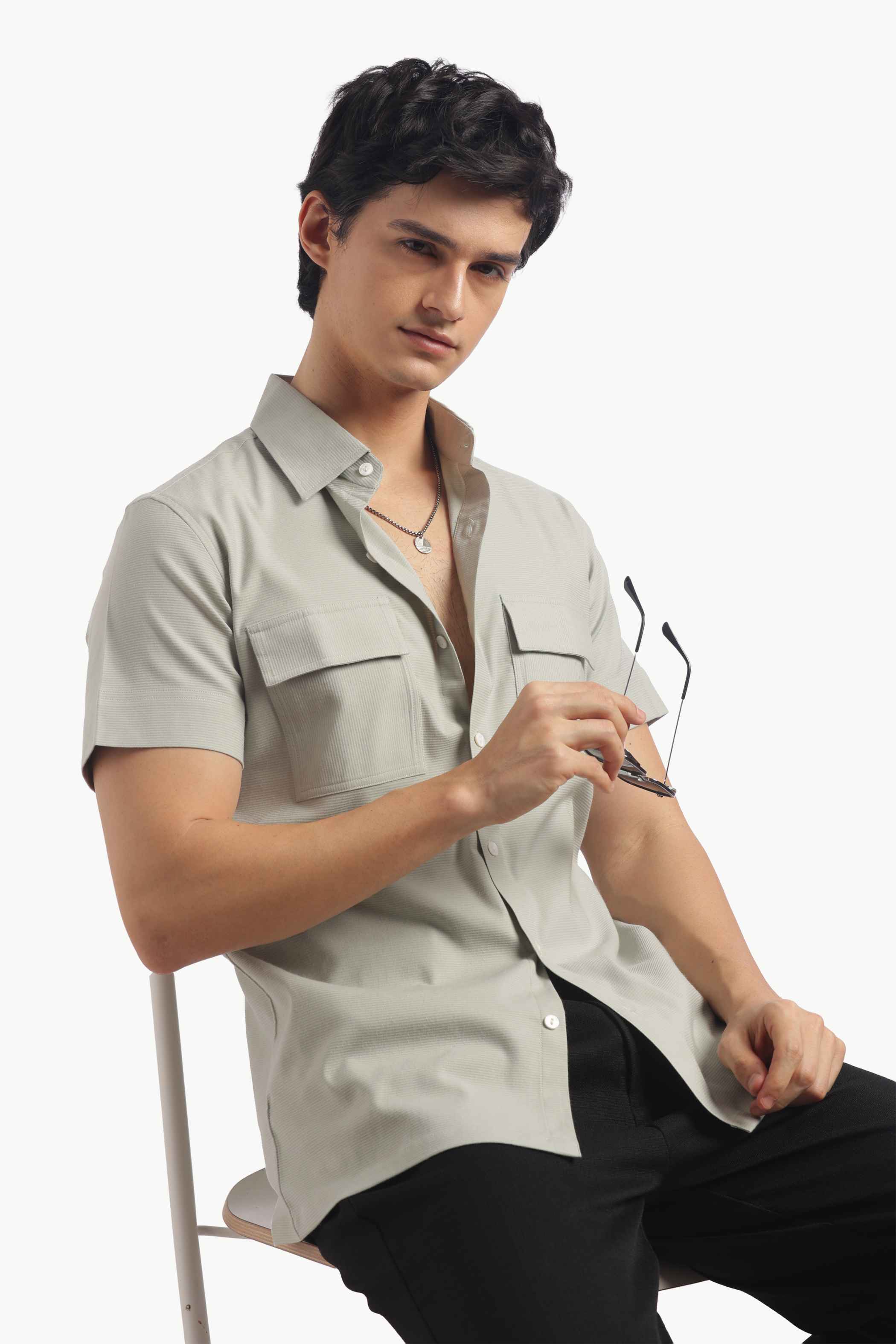 Pastel Green Double Pocket Short Sleeve