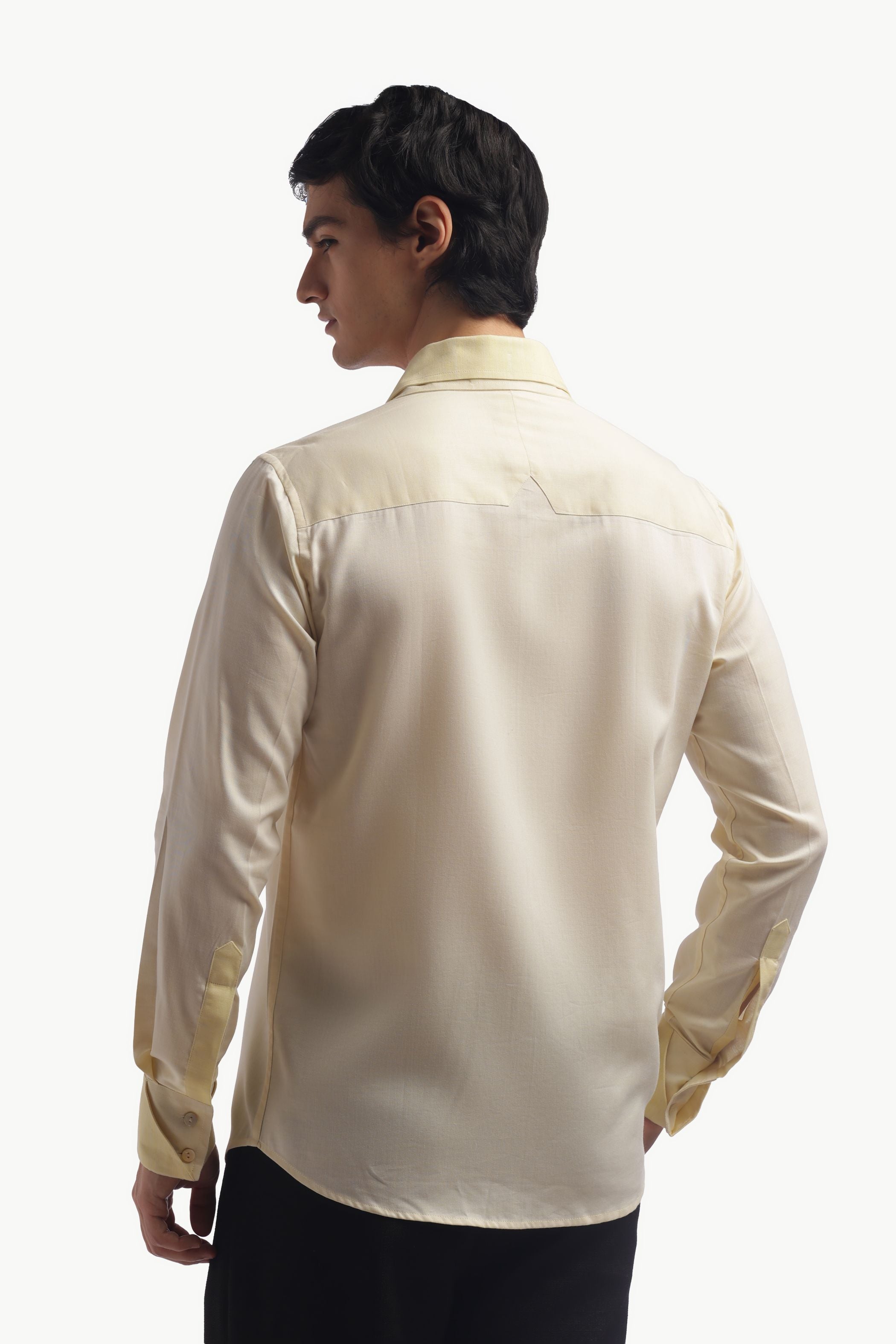 Pastel Yellow Double Collar Shirt