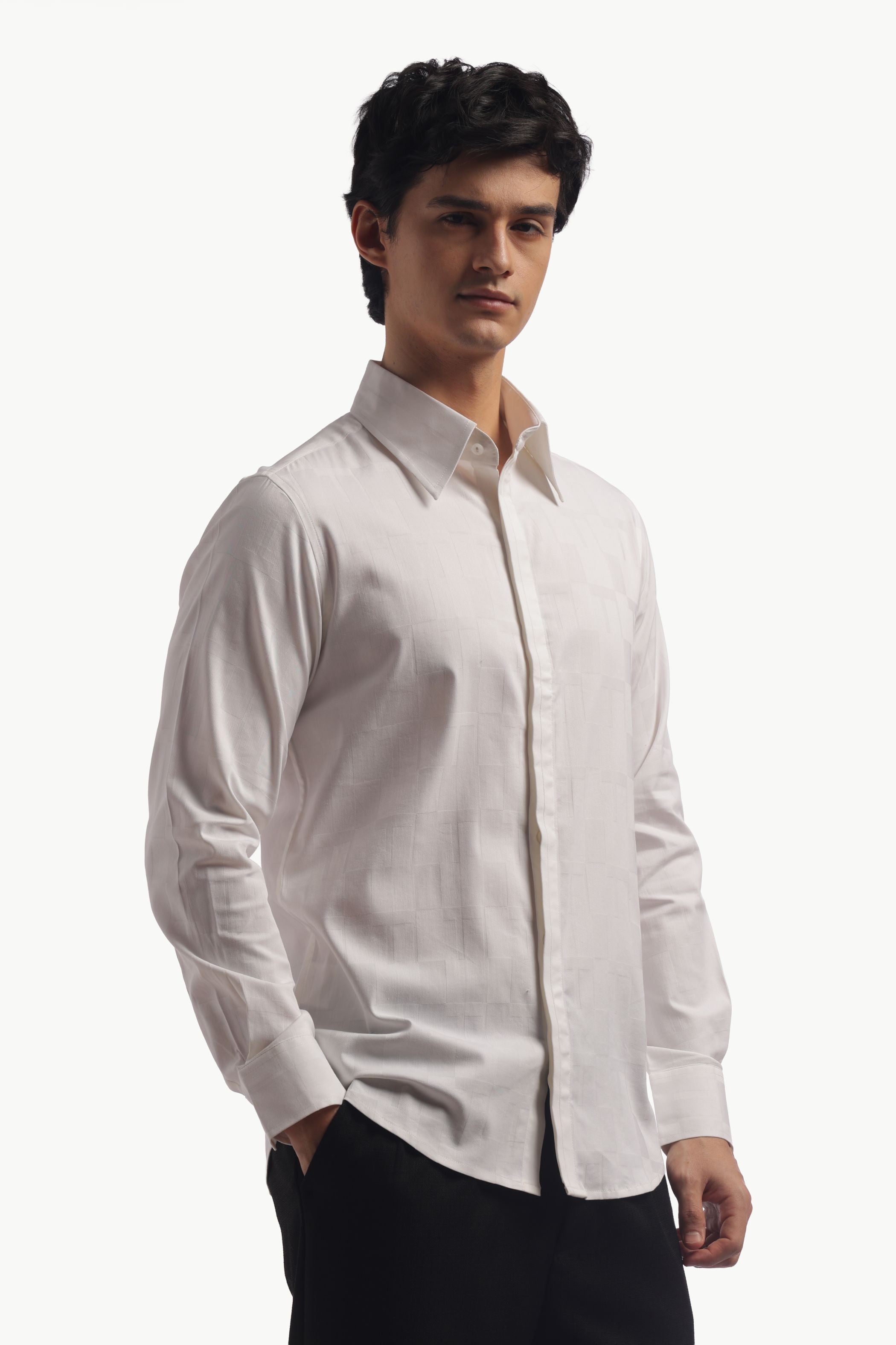 White Solid Relax Fit Shirt