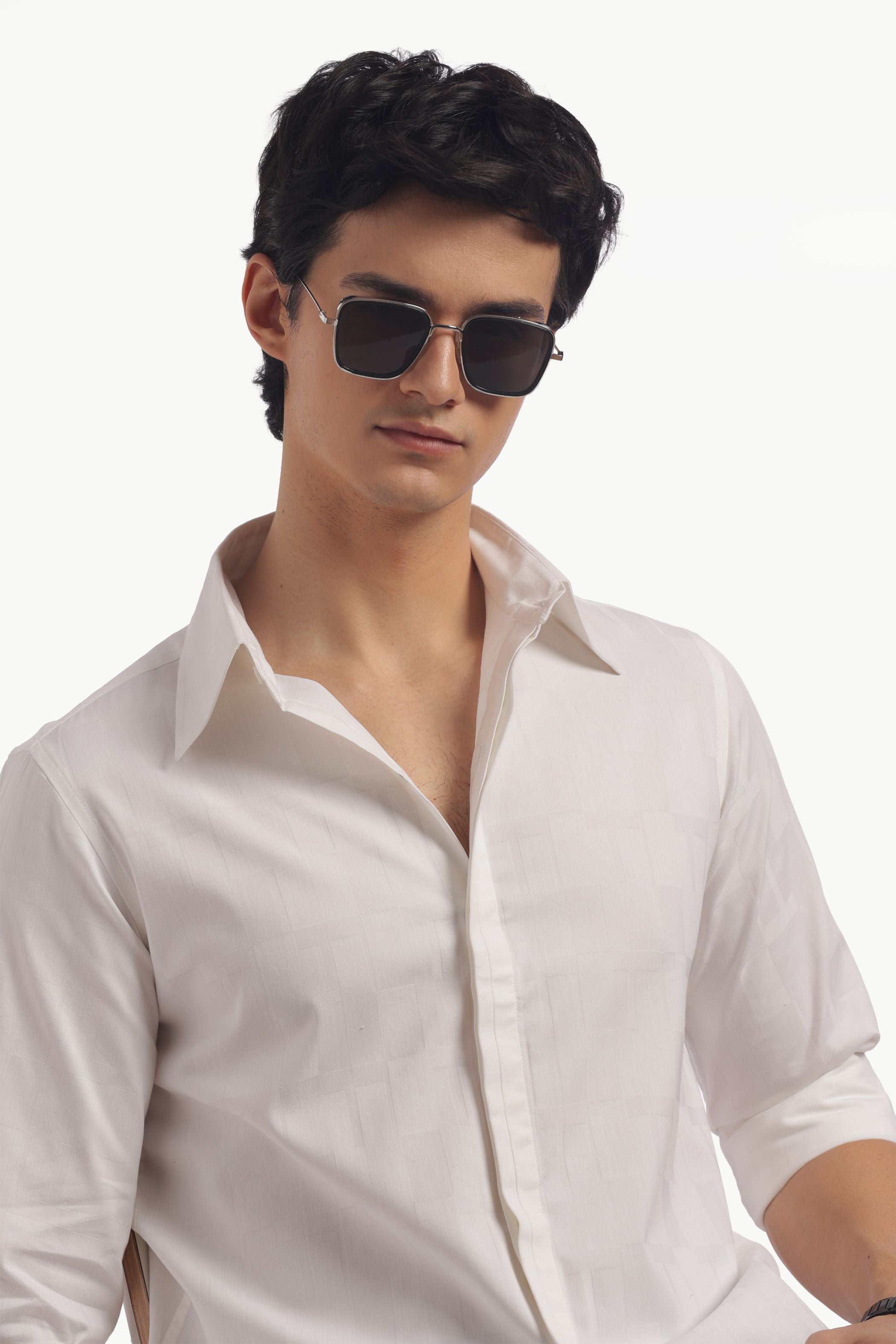 White Solid Relax Fit Shirt