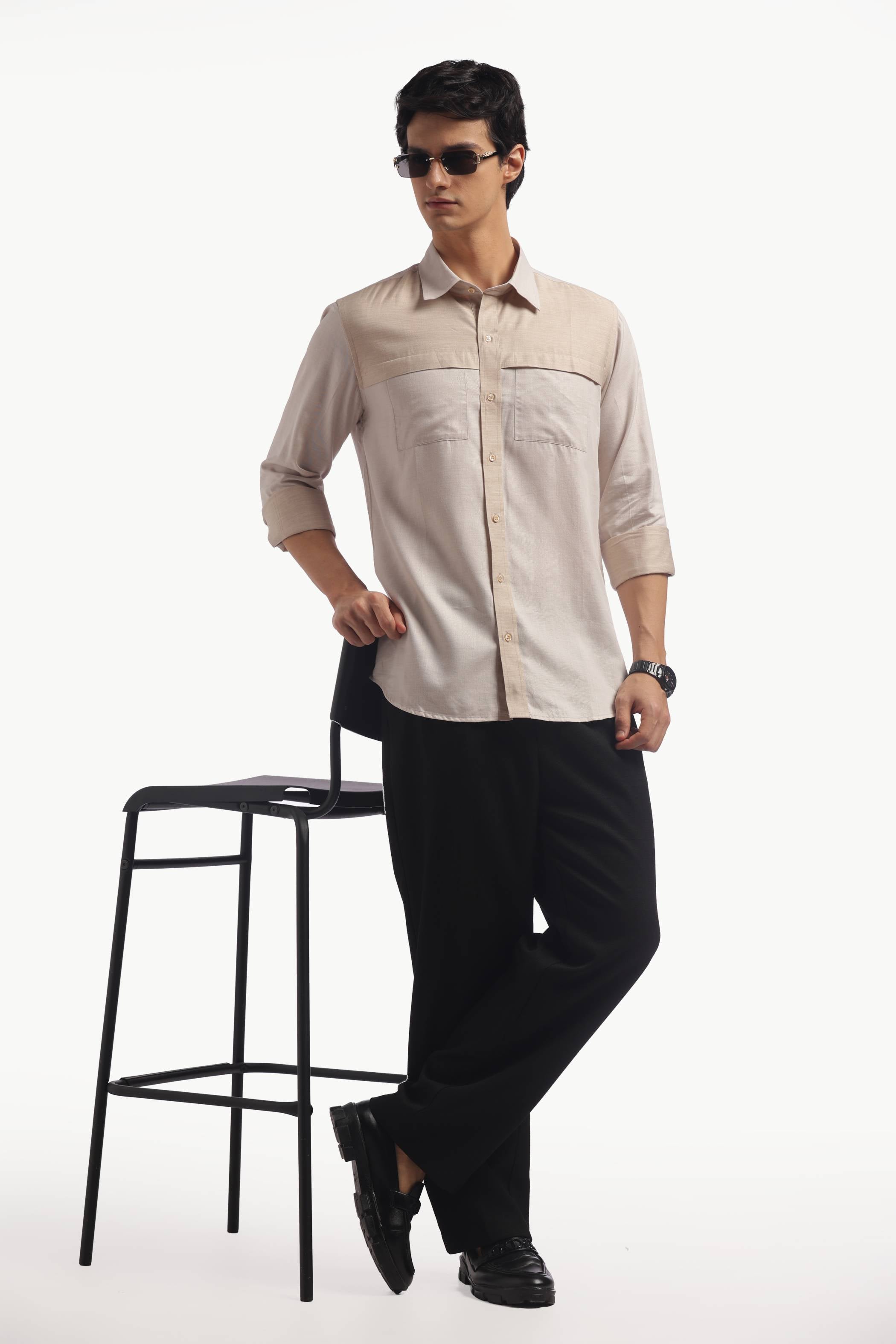 Light Beige Relax Fit Shirt