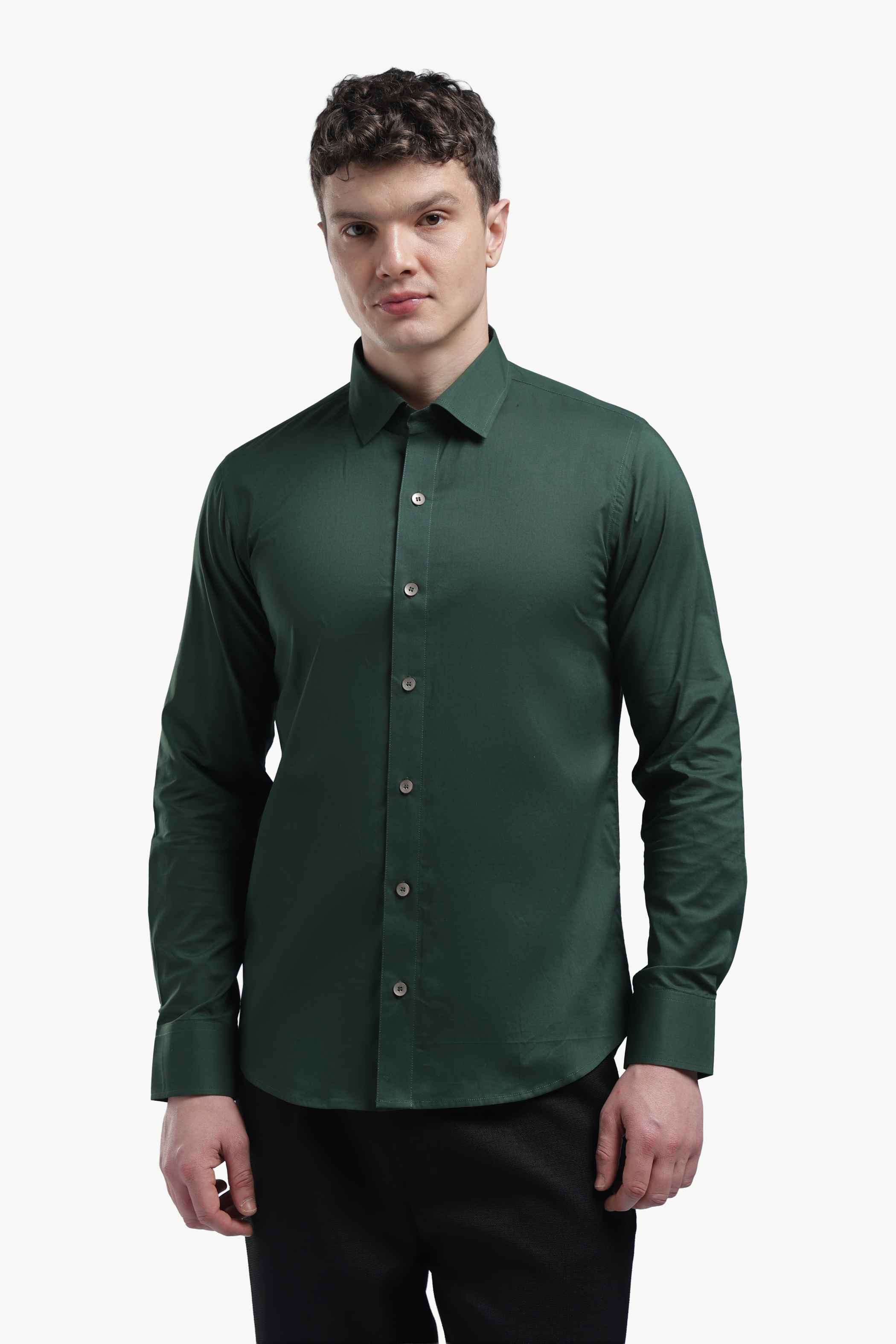 Bottle Green Relaxed Fit Shirt