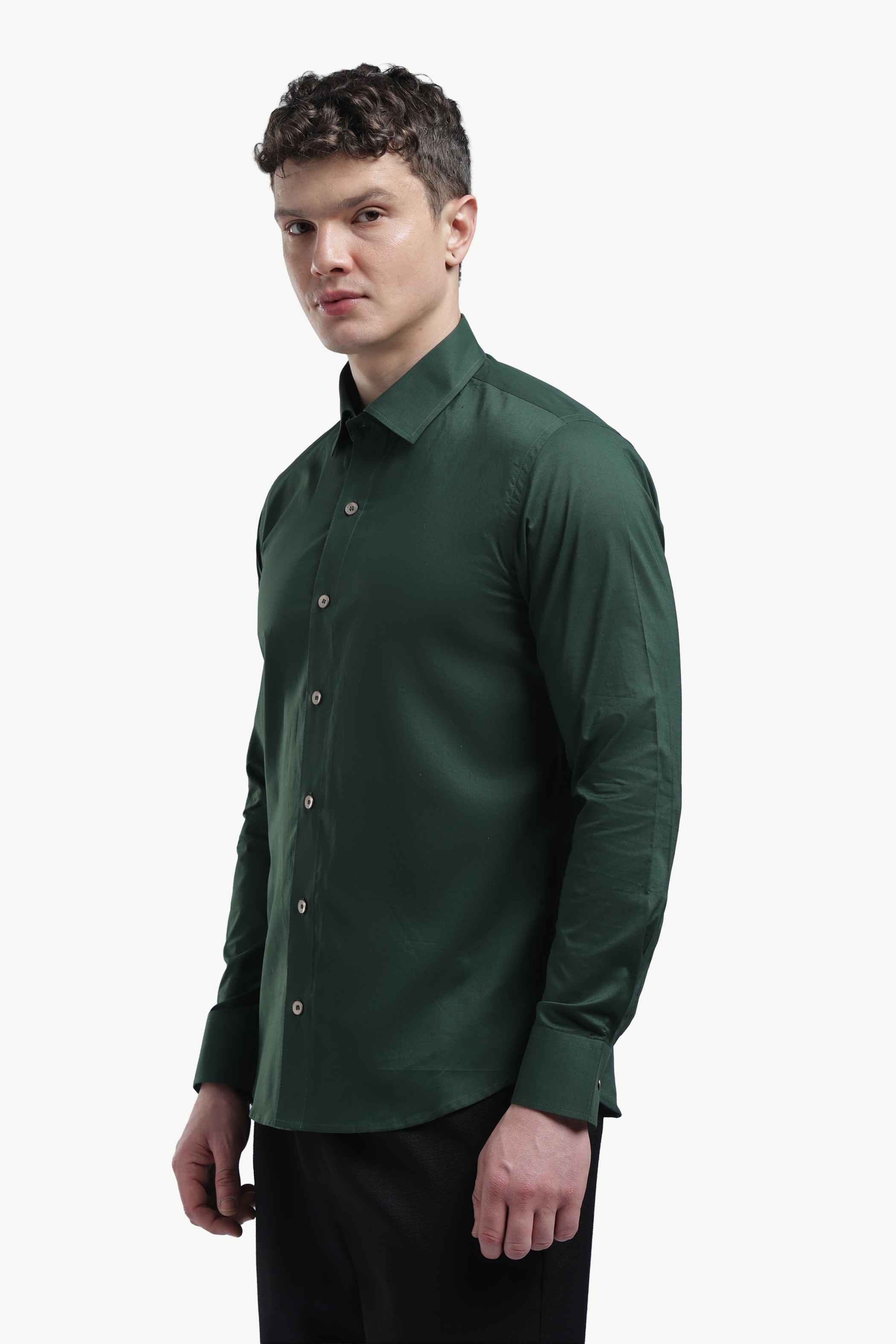 Bottle Green Relaxed Fit Shirt