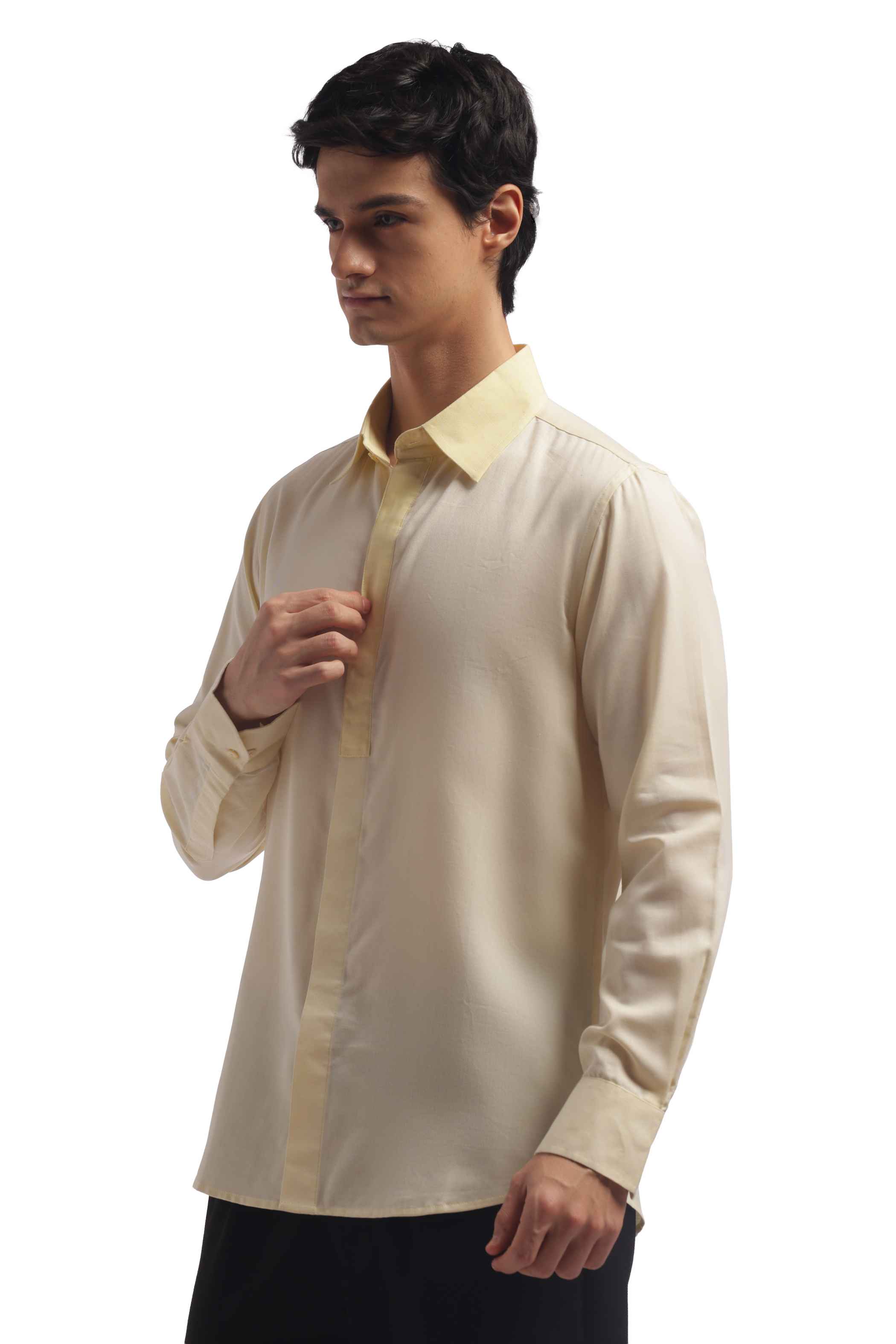 Light Yellow Relax Fit men Solid Shirt