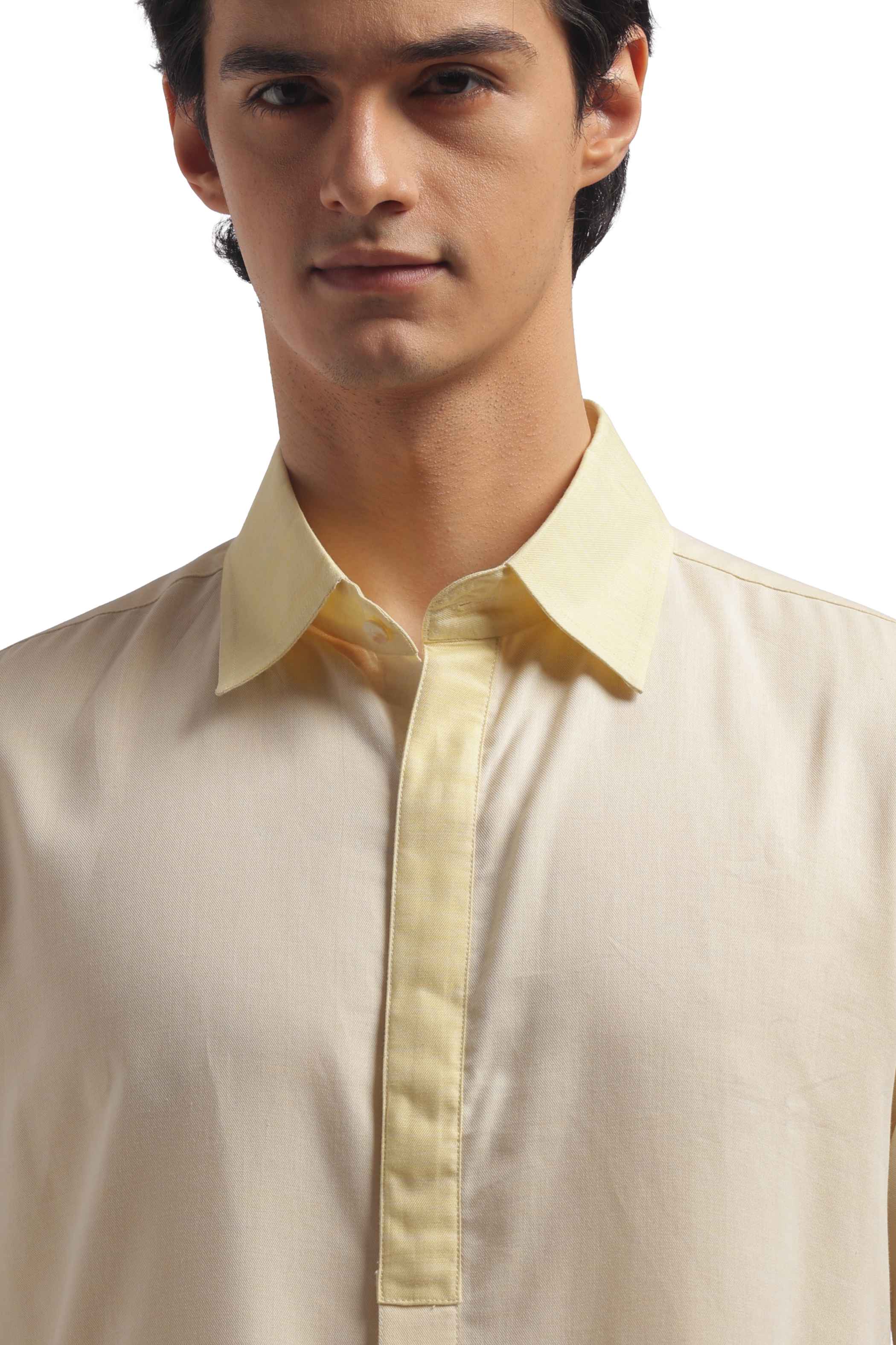 Light Yellow Relax Fit men Solid Shirt