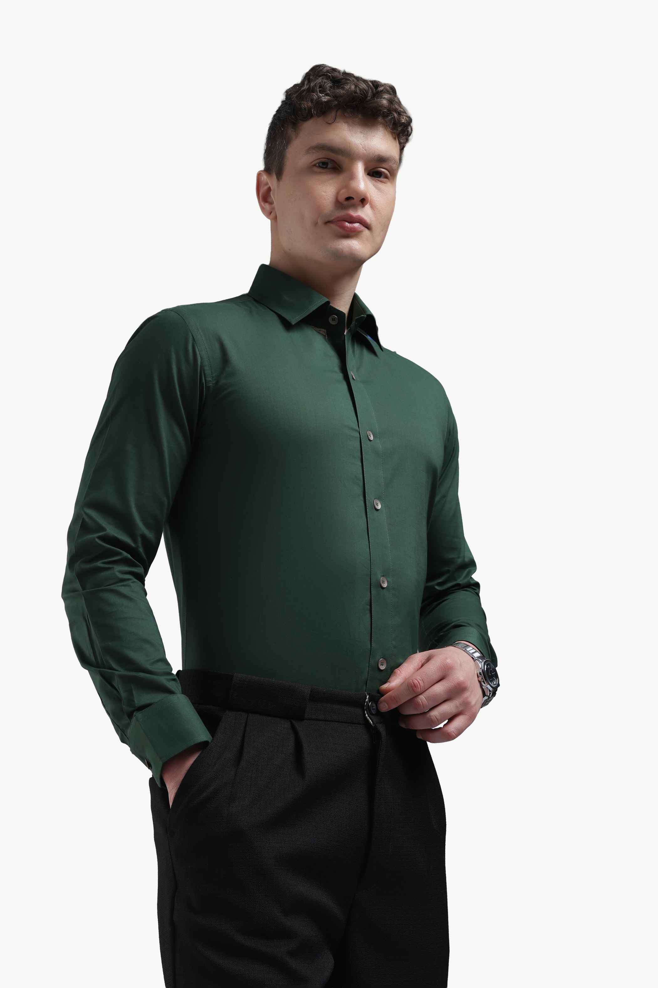 Bottle Green Relaxed Fit Shirt