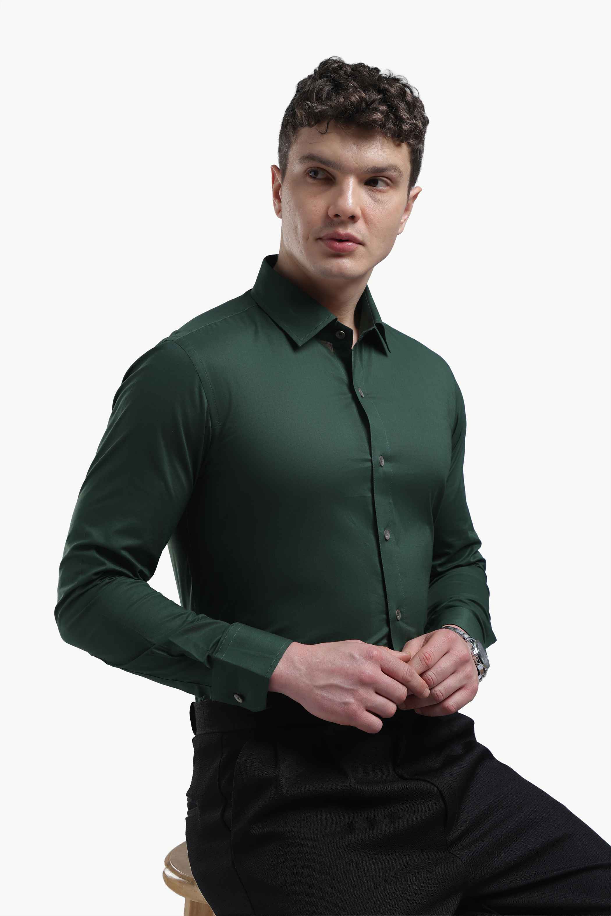 Bottle Green Relaxed Fit Shirt