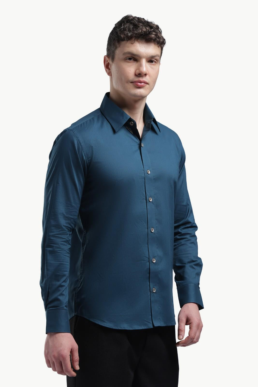 Peacock Blue Relax Fit Shirt